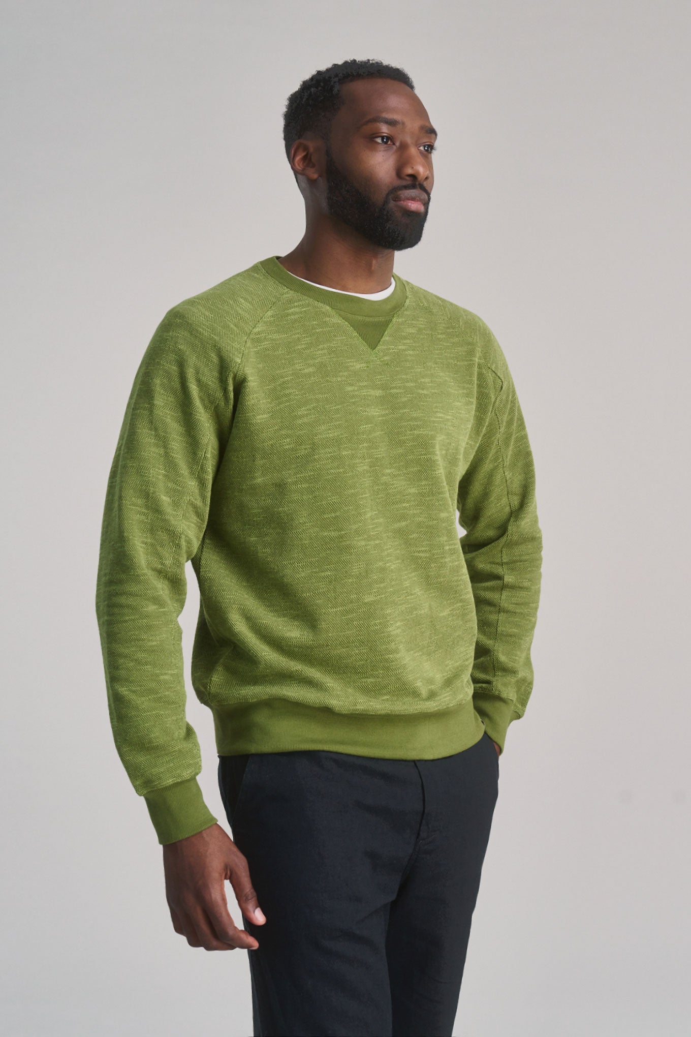 ANTON - Organic cotton sweat - Green melange