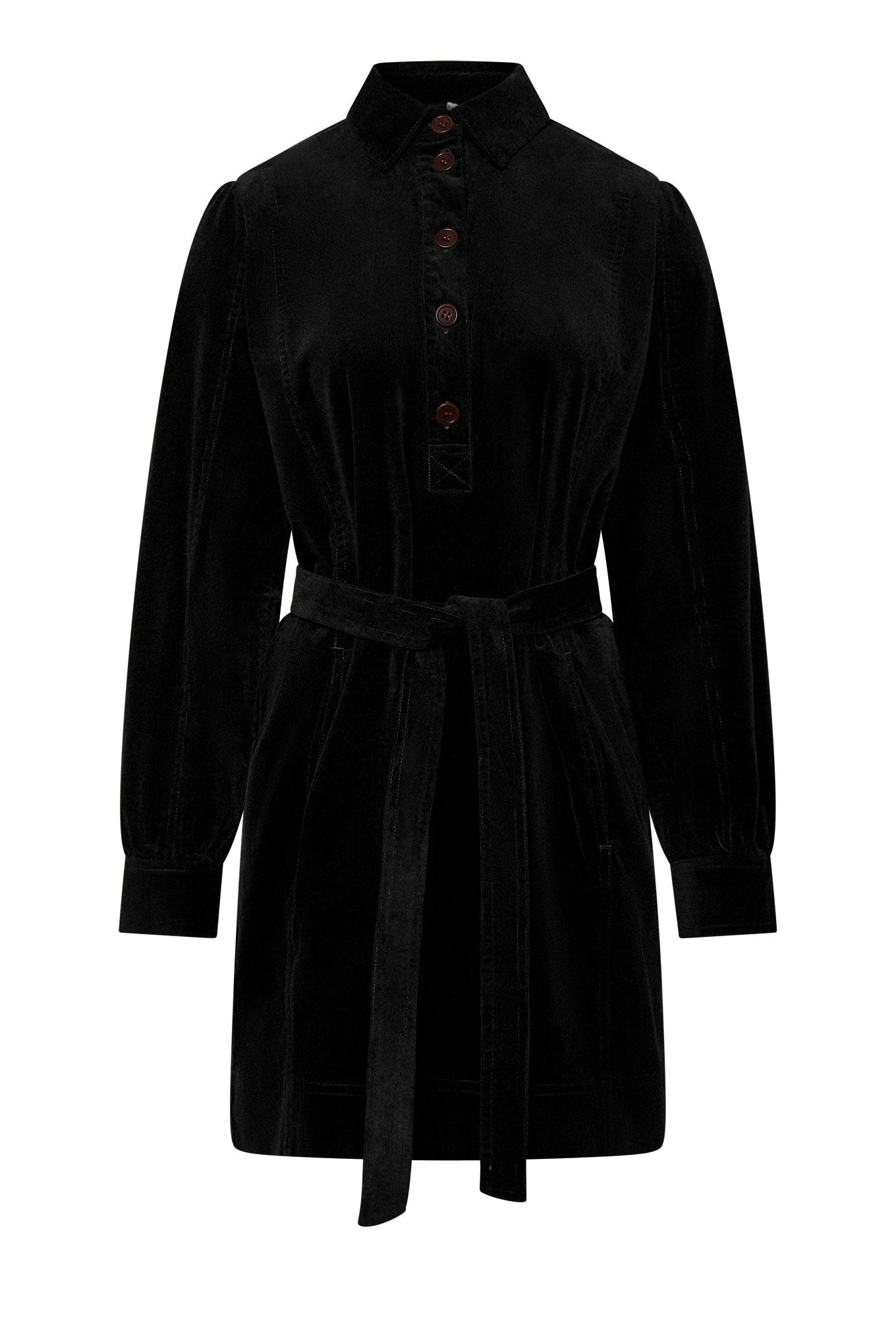 NEPTUNE - Organic Cotton Needle Cord Dress Black