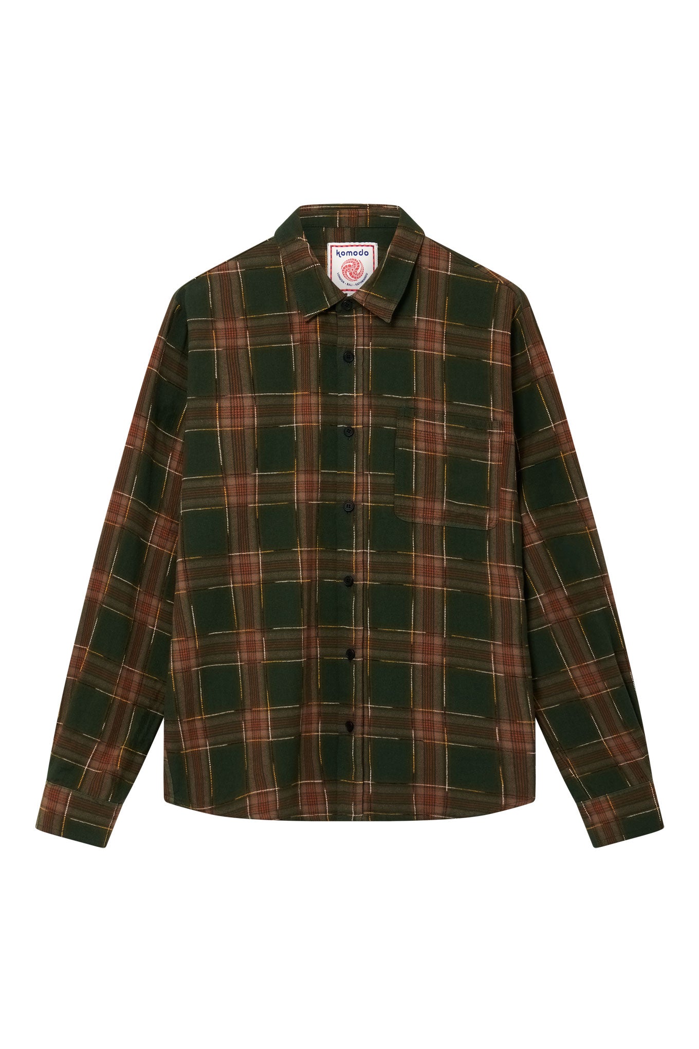 SANTI Organic Cotton Flannel Shirt - Green Check