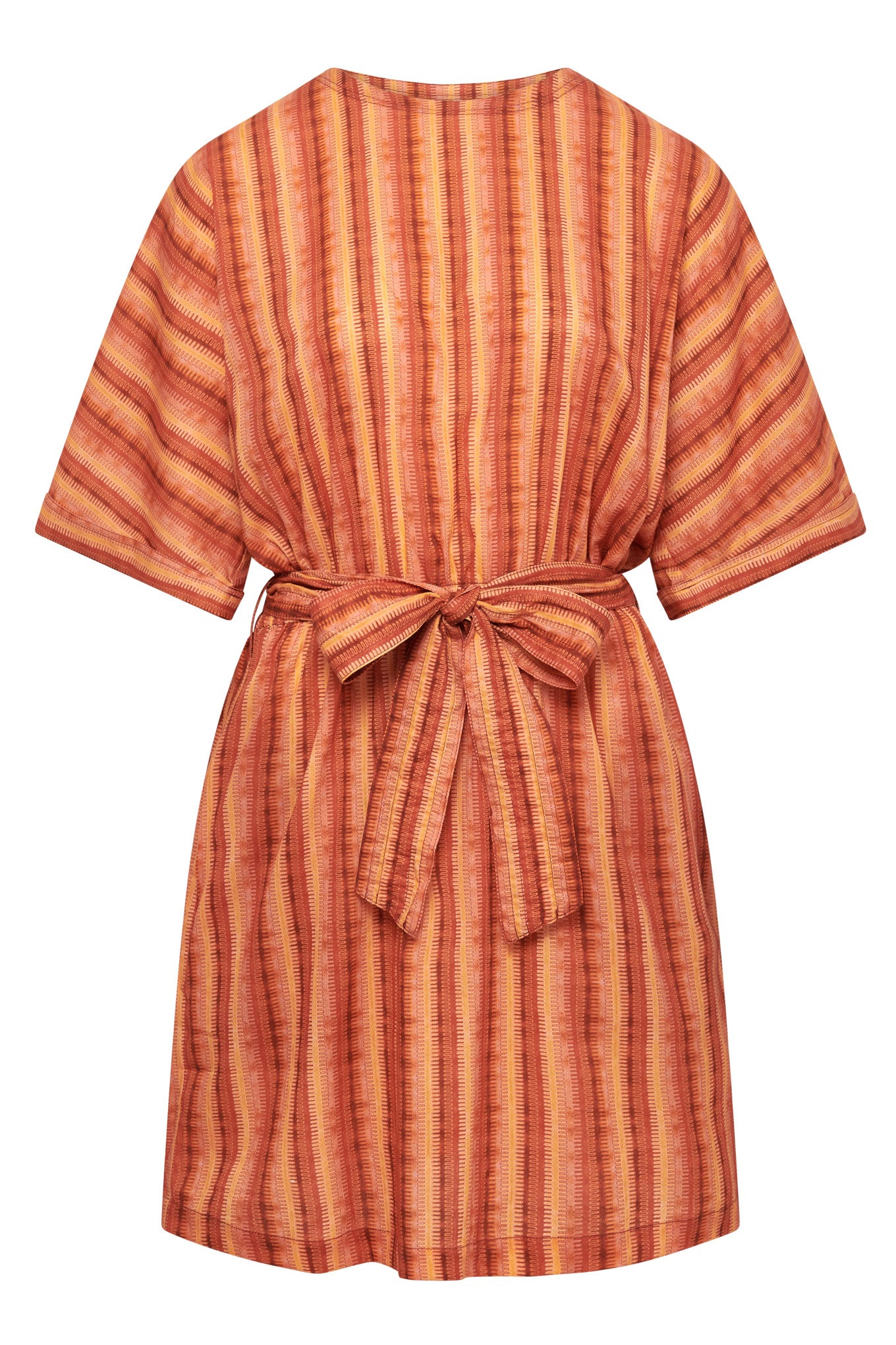 AZUL - Organic Cotton Weave Stripe Dress Pink