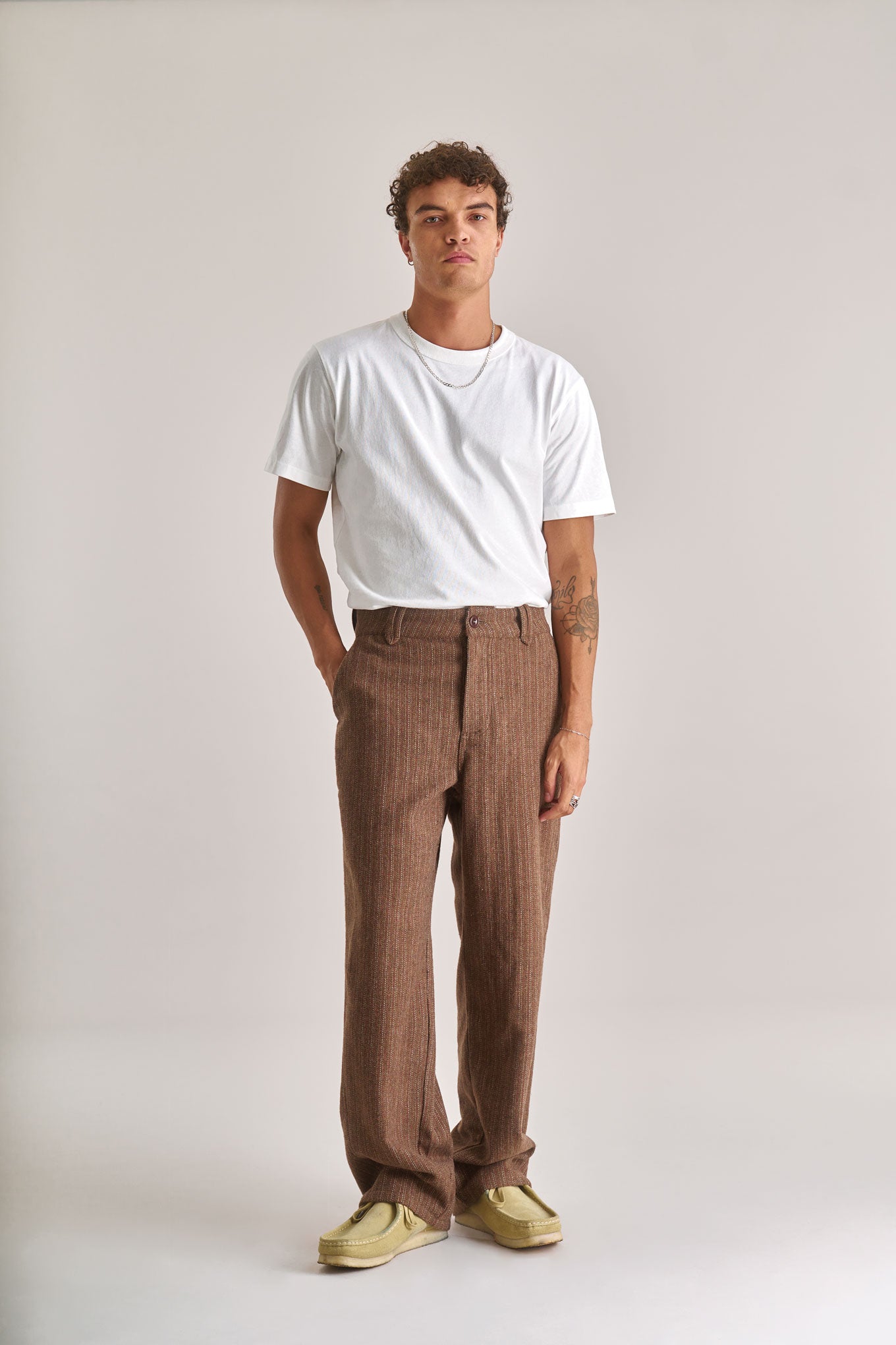 MAKULU Recycled Poly Wool Blend Trouser- Biscuit