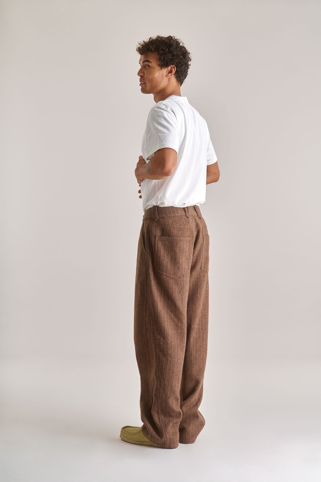 MAKULU Recycled Poly Wool Blend Trouser- Biscuit
