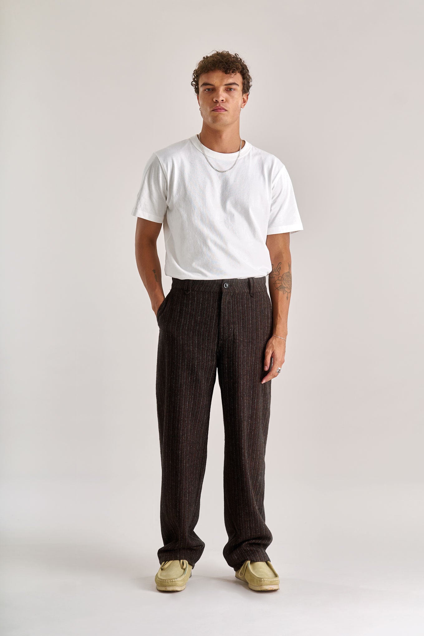 MAKULU Recycled Poly Wool Blend Trouser- Walnut