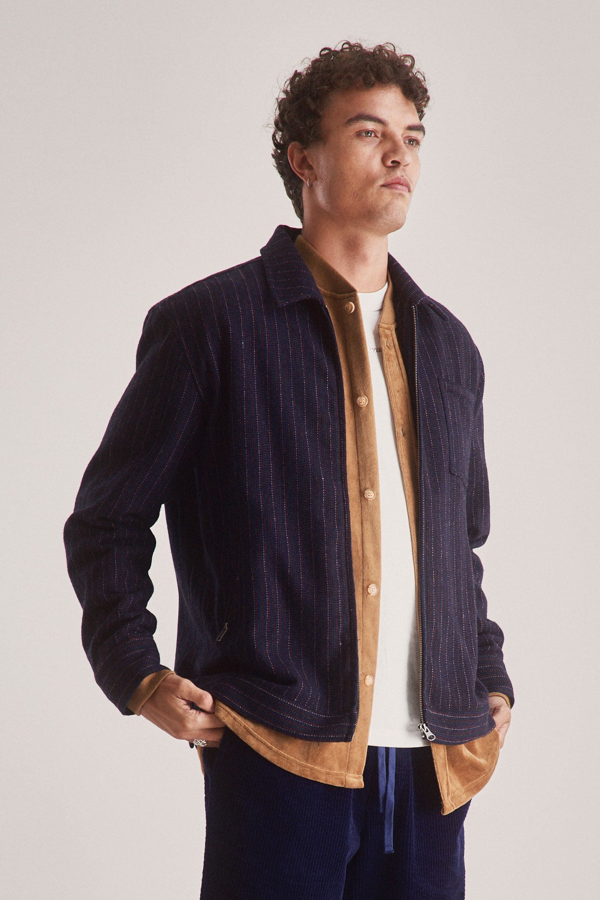 GABE Recycled Poly Wool Blend Jacket - Navy