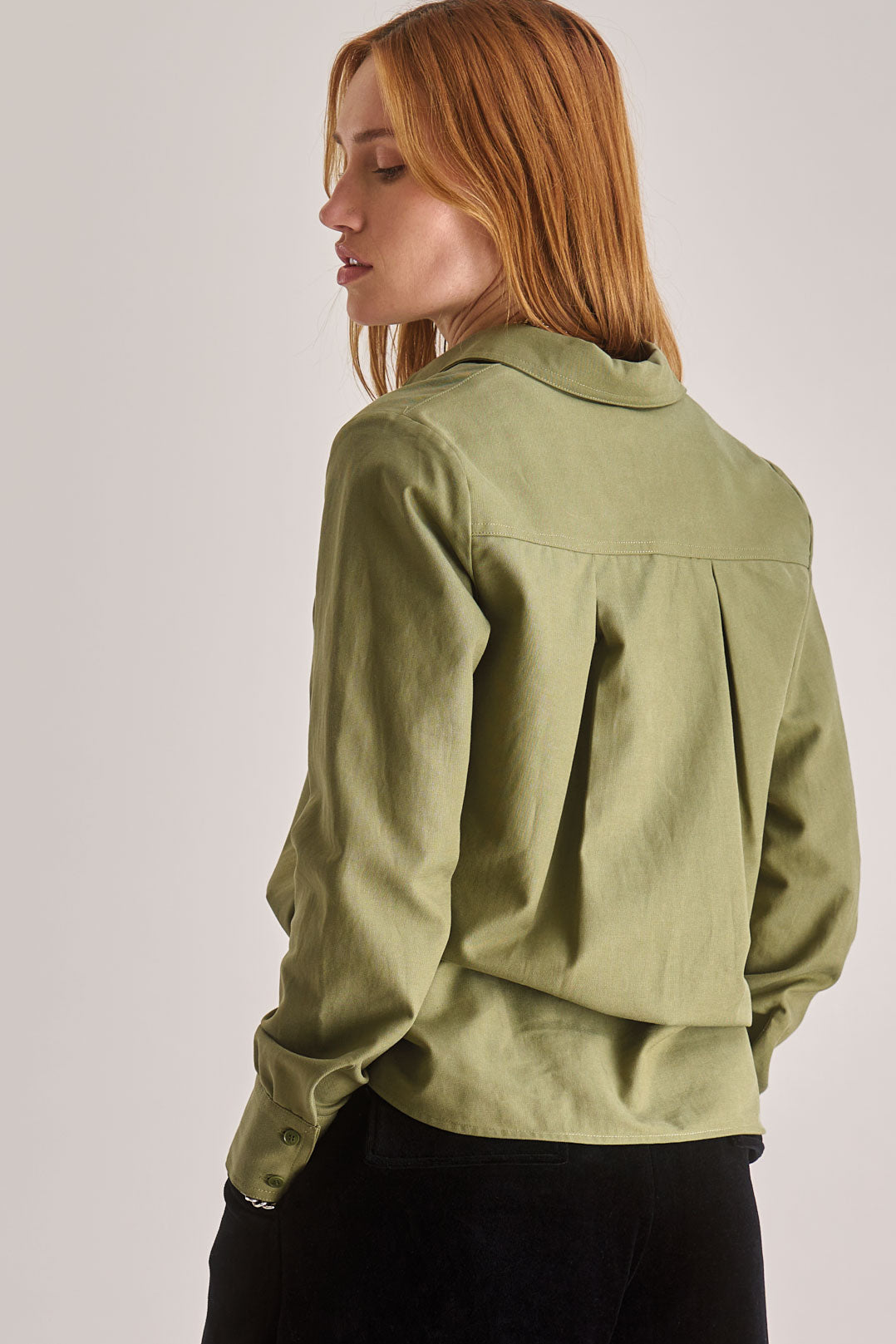 KENJI Cotton Tencel Shirt - Olive