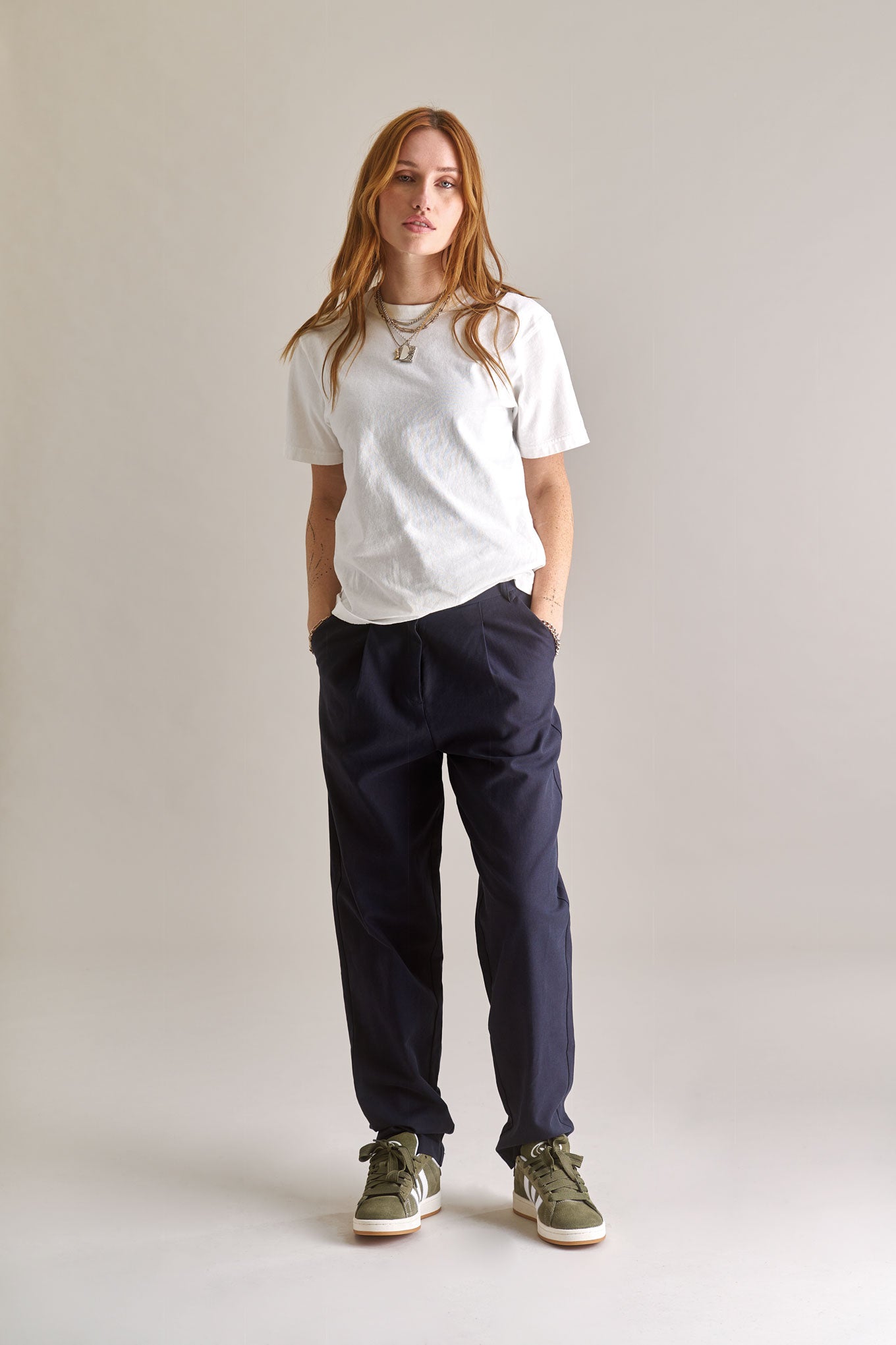 LYLA Cotton Tencel Trouser - Navy