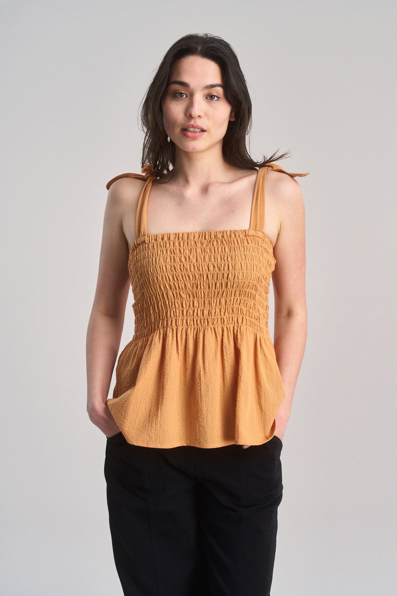 GAIA - Organic Cotton Seersucker Vest - Orange