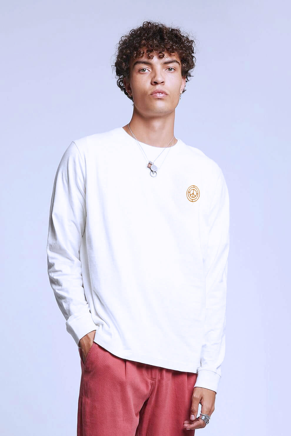 HAKON - Organic Cotton Long Sleeve Tee Off-White & Gold