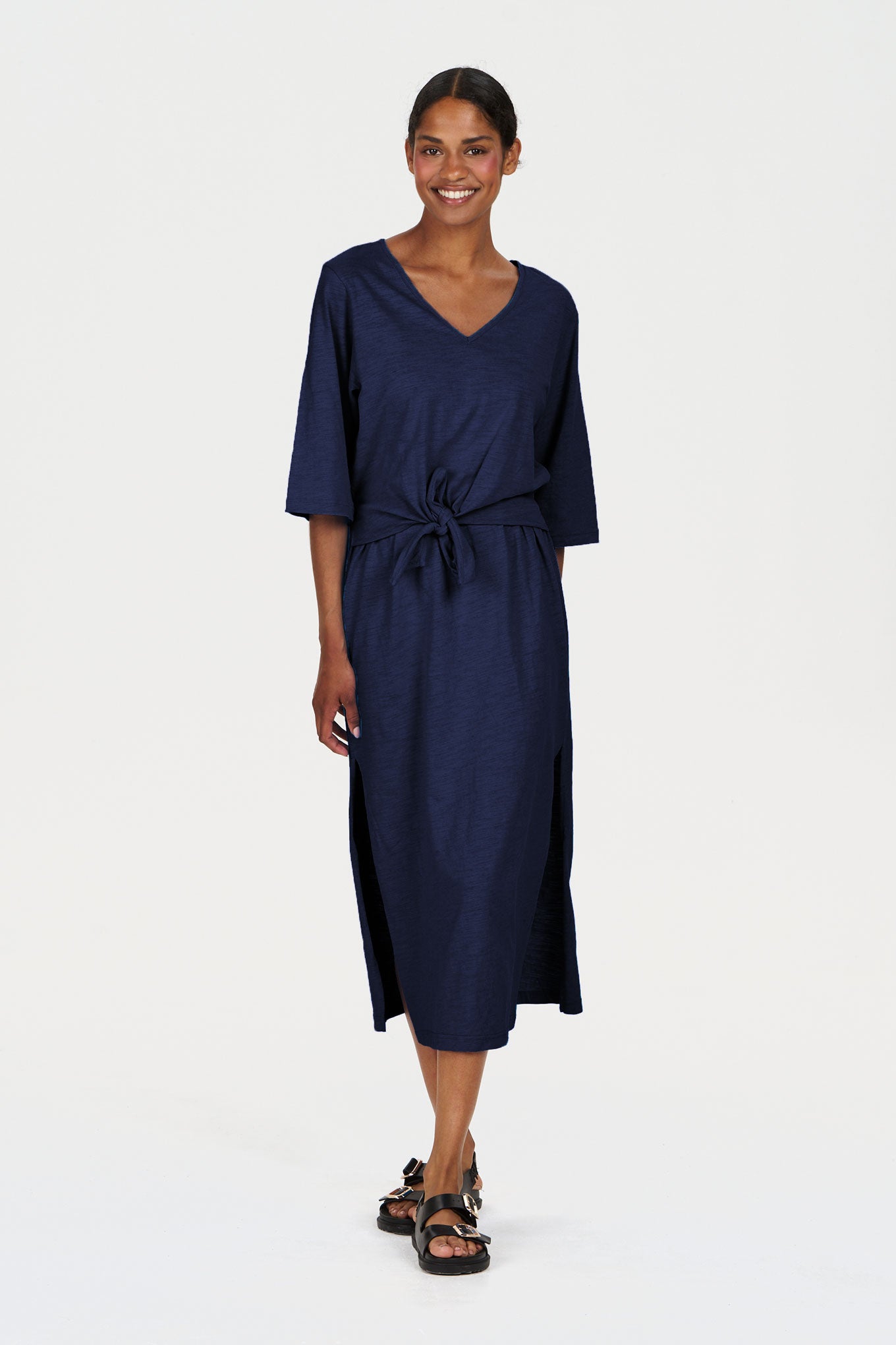 HALLIE Organic Cotton Dress - Navy