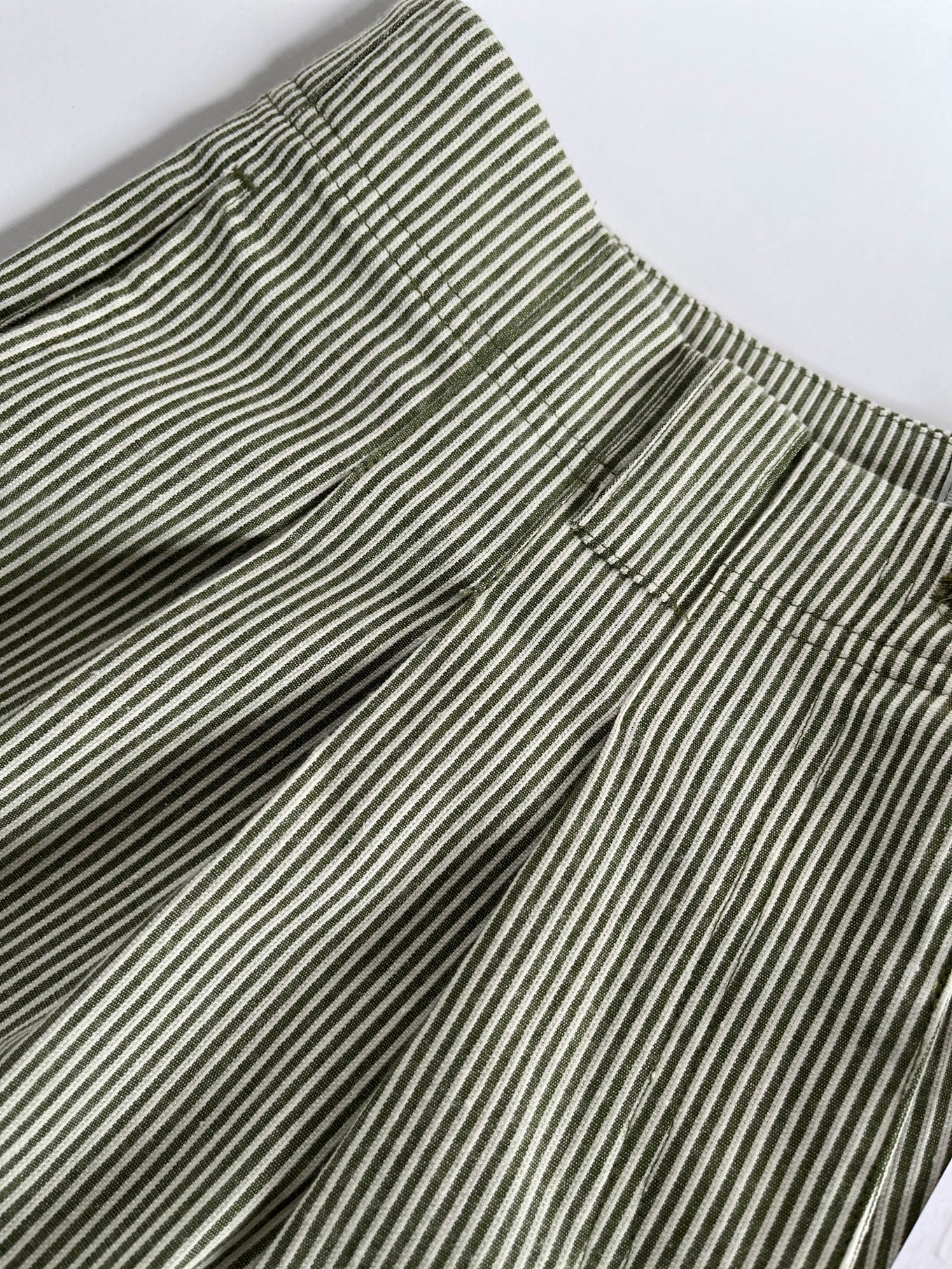 LOLA - Organic Cotton Trousers - Green Stripe