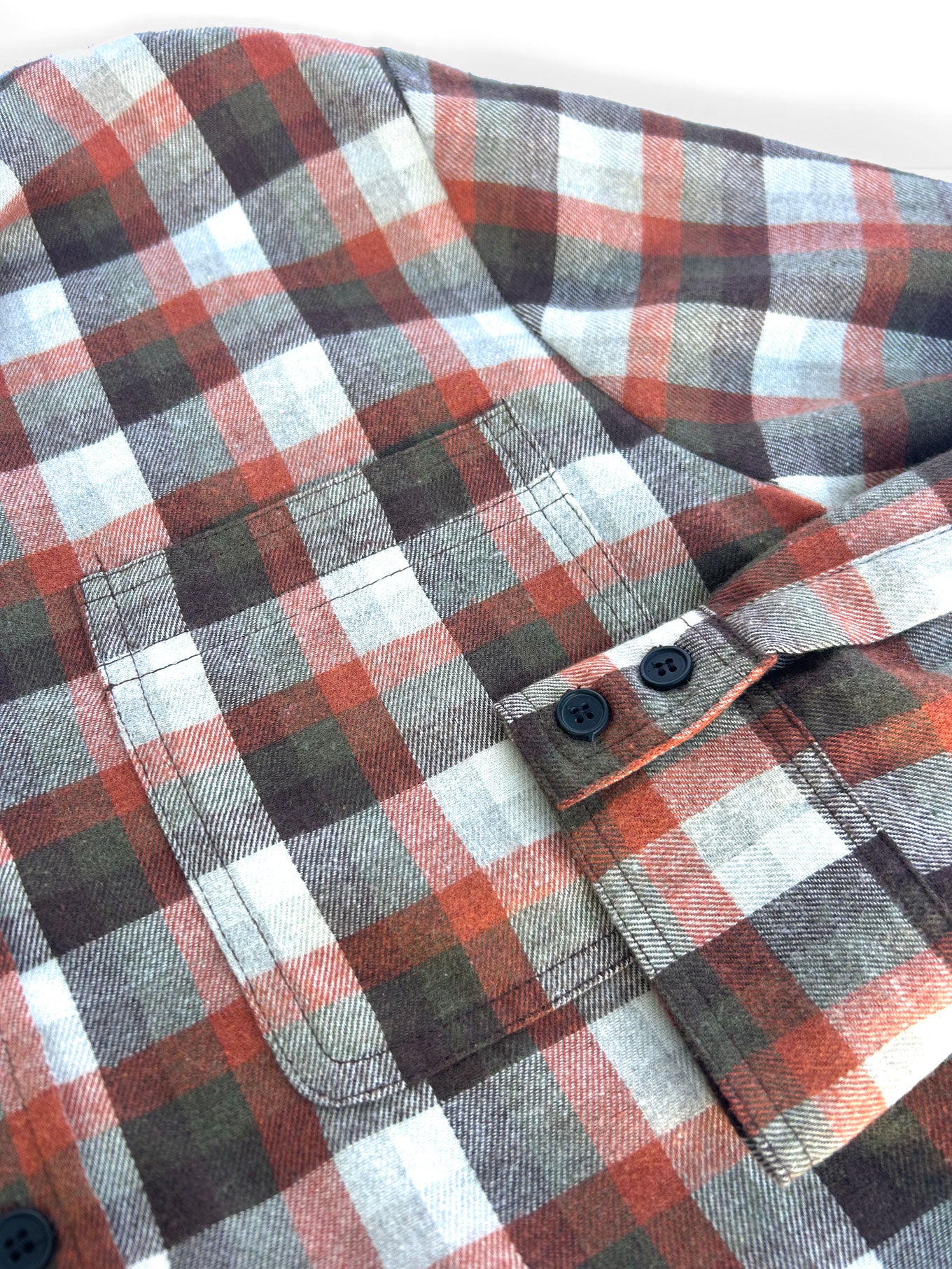 SANTI Organic Cotton Flannel Shirt - Oat Check