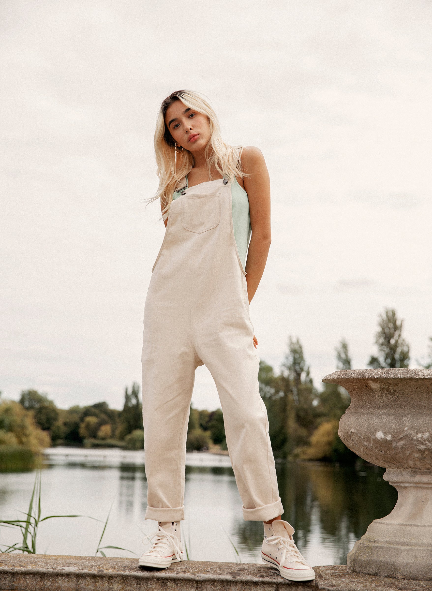 JOY Organic Cotton Dungarees Off White