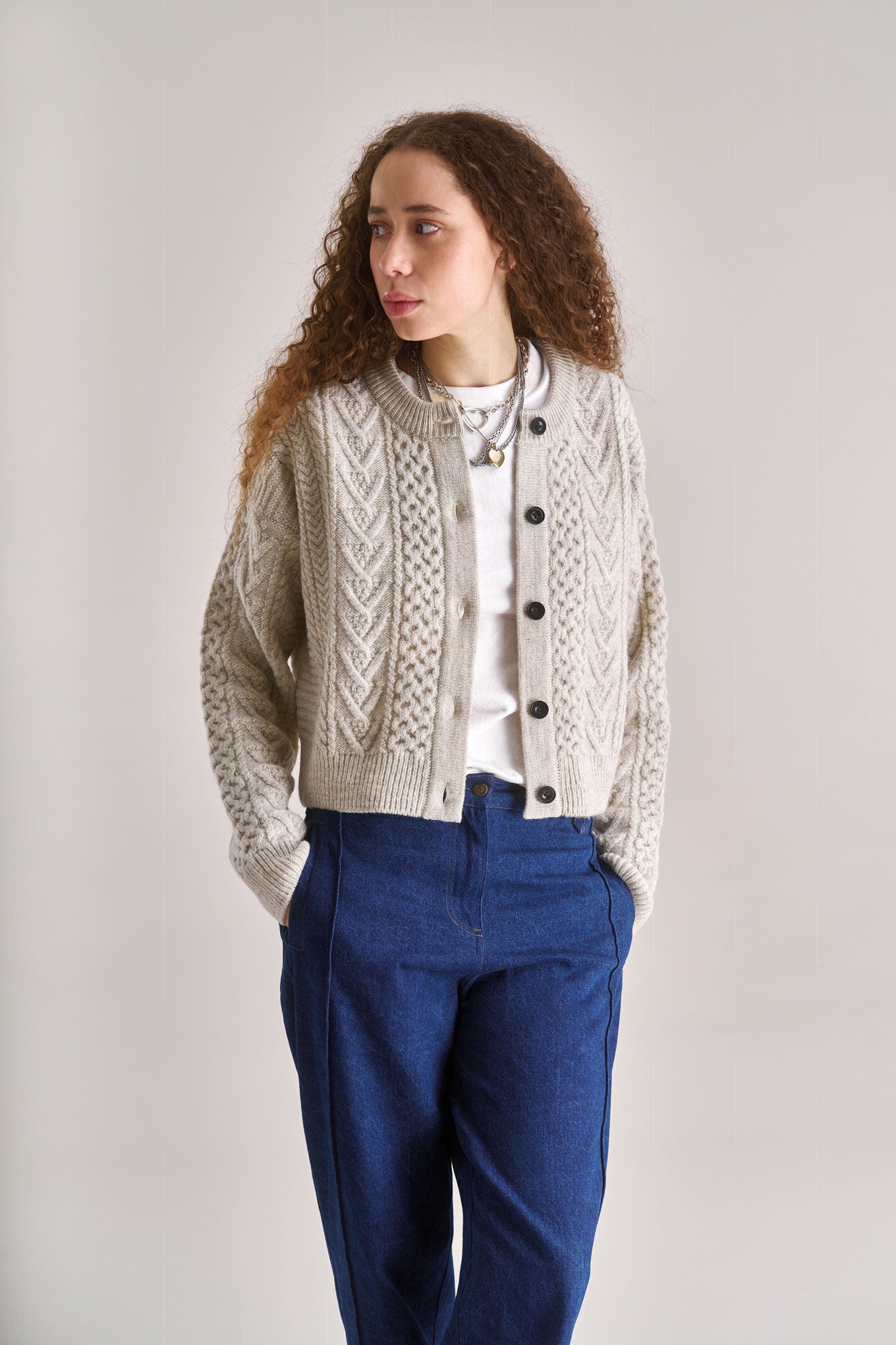 CHARLIE Lambswool Cardigan- Natural