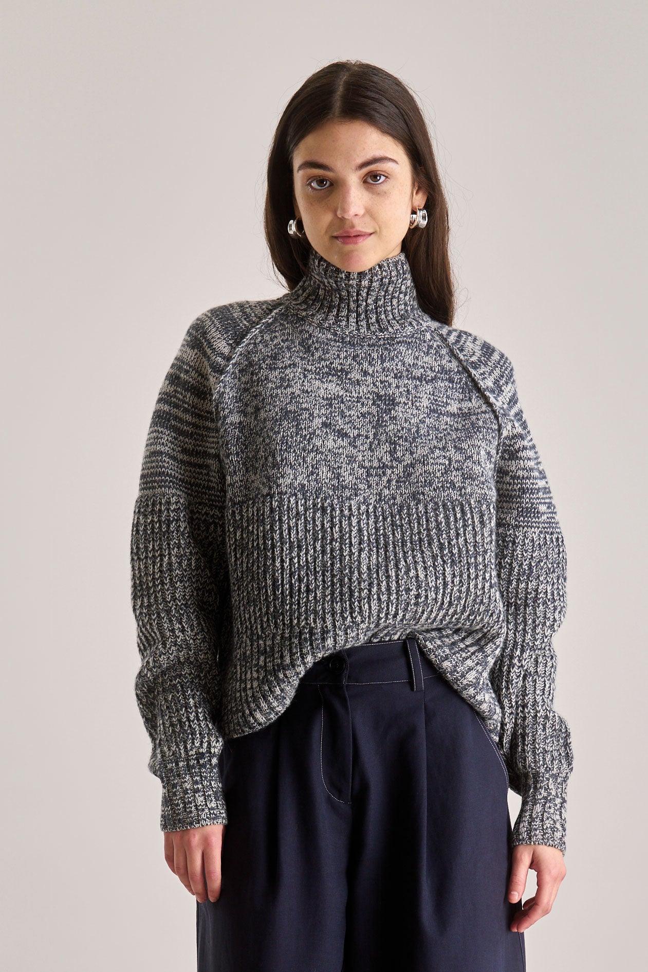 MILLIE Wool Stripe Jumper - Charcoal