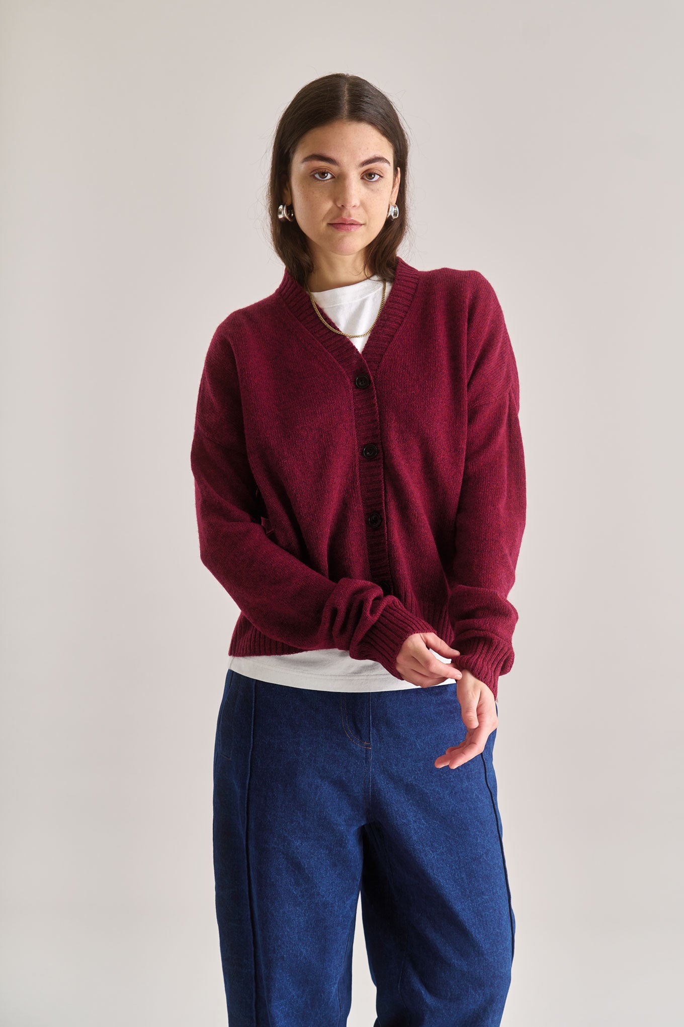 ISLA Wool Cardigan - Wine Red