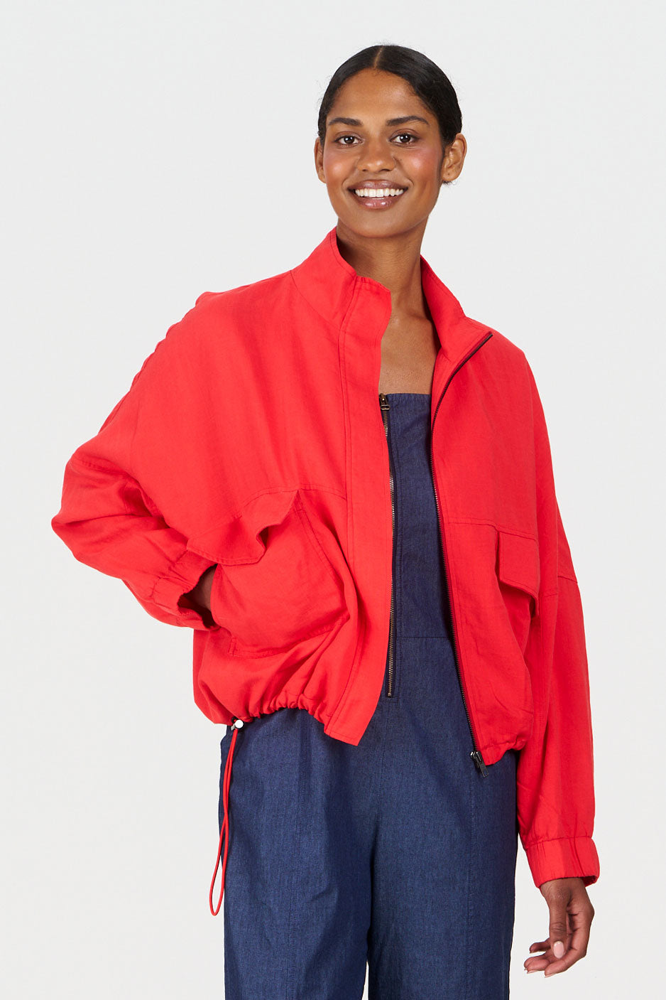 KOKO Tencel Linen Jacket - coral