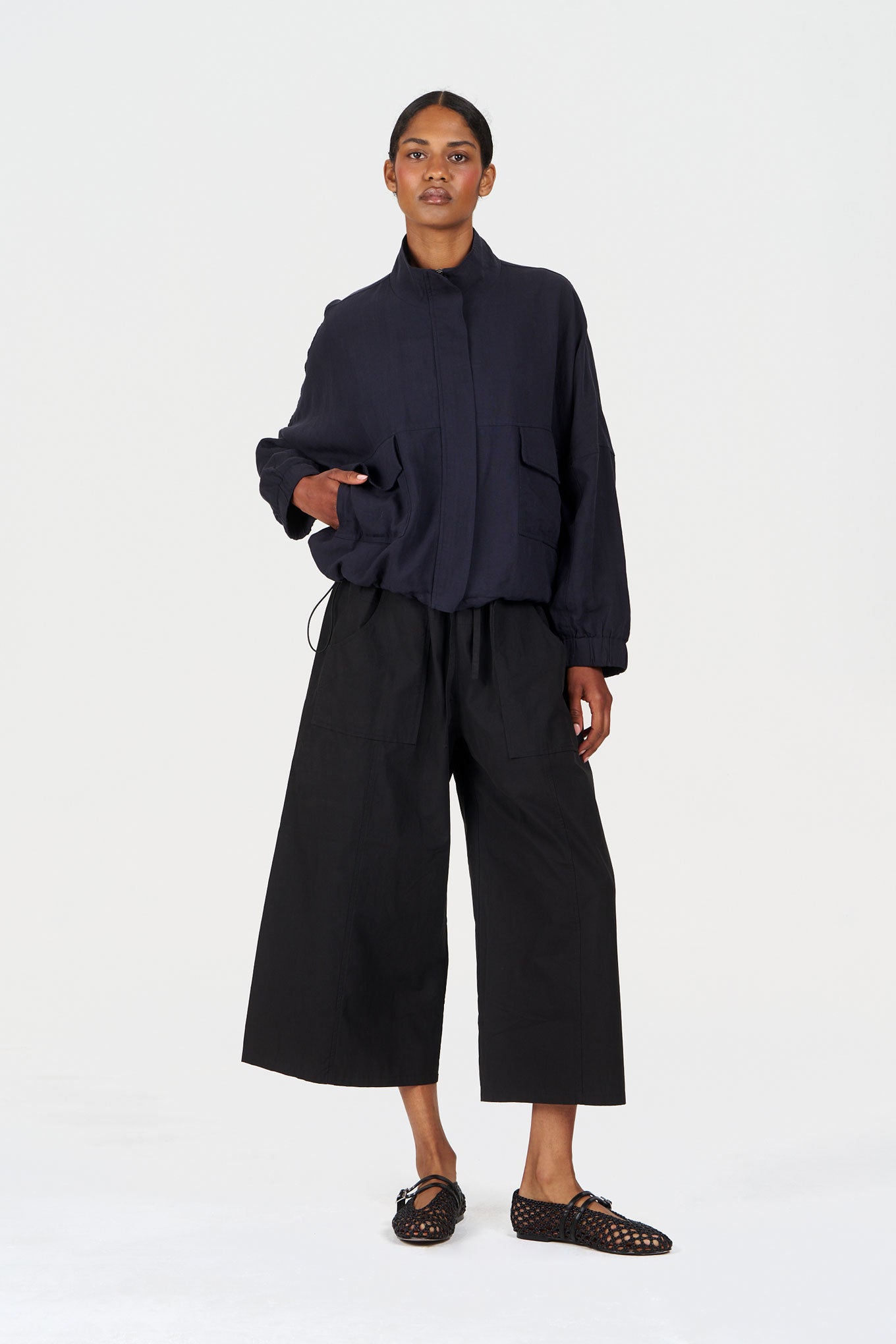 KOKO Tencel Linen Jacket - Navy