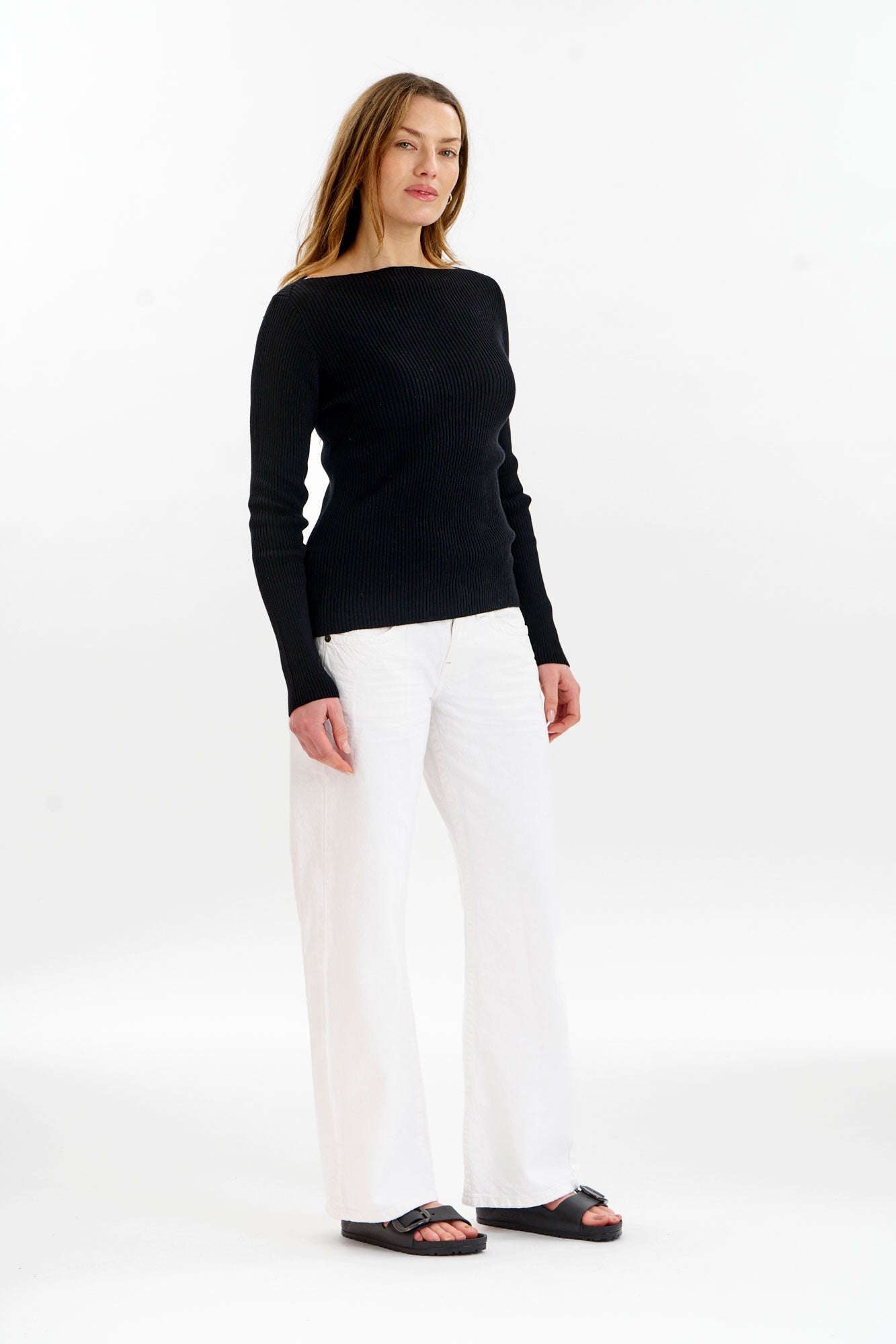 WASABI Organic Cotton Rib Knit Top - Black