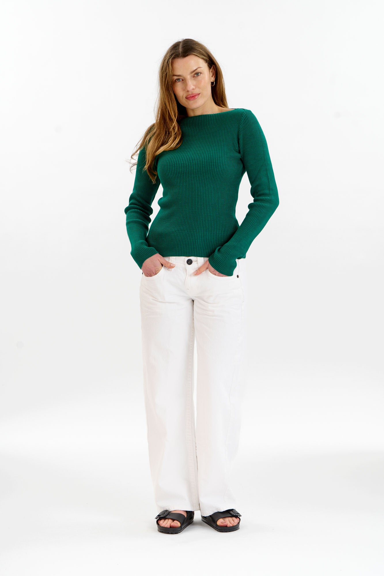 WASABI Organic Cotton Rib Knit Top - Green