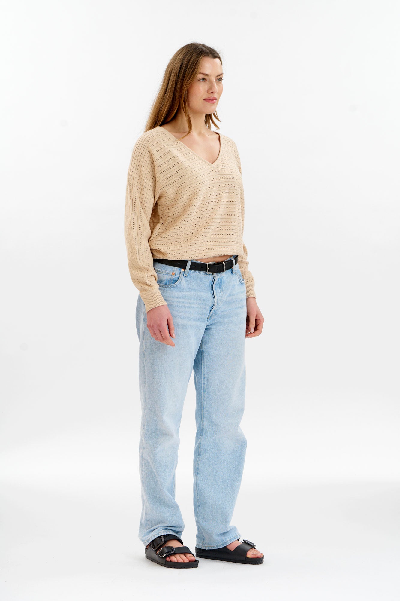 PIA Organic Cotton Pointelle Jumper - Cream