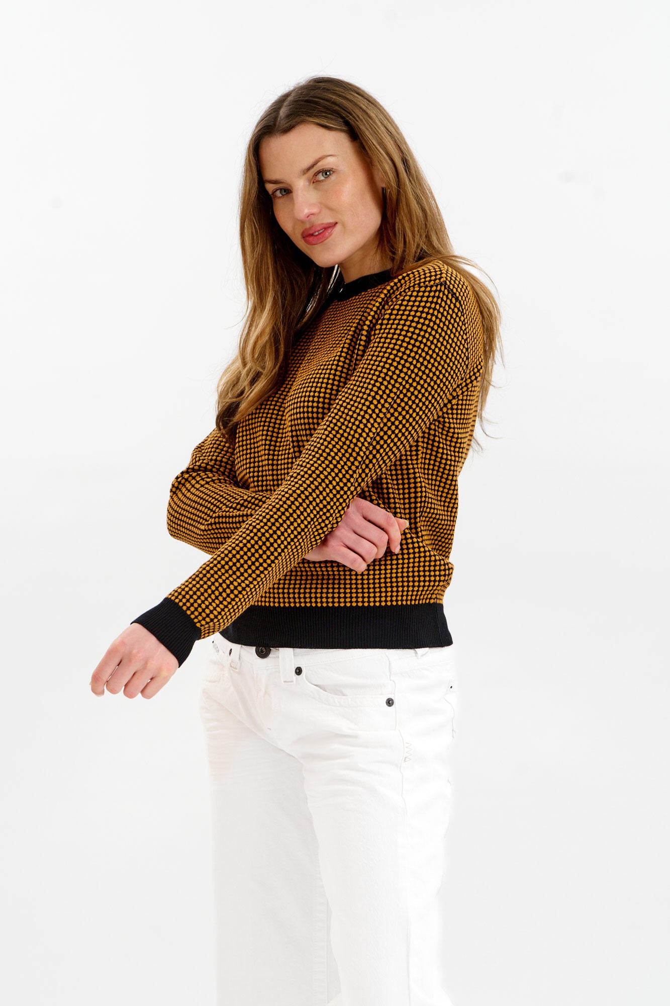 HANA Organic Cotton Jumper - Black & Mustard