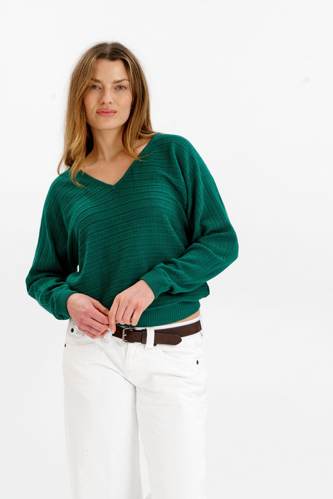 PIA Organic Cotton Pointelle Jumper - Green