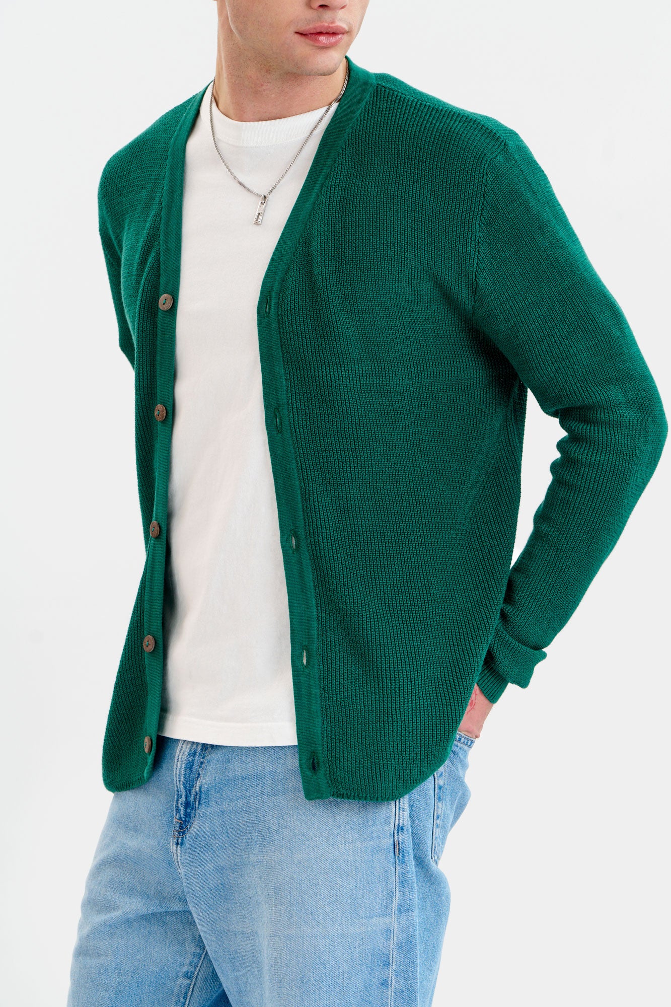 LUCAS Organic Cotton Cardigan - Green