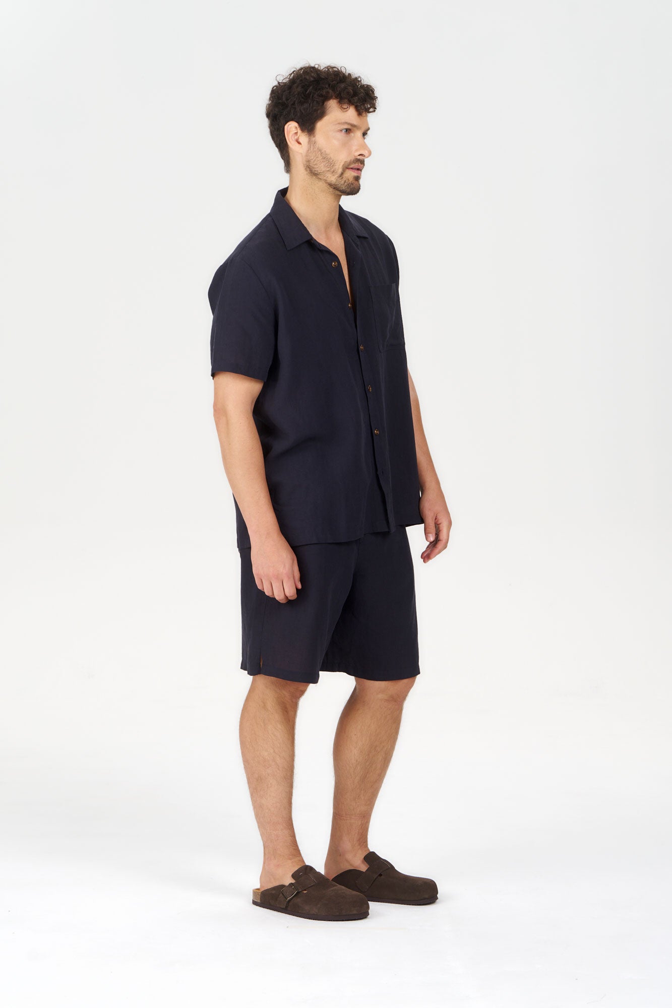 LOYLE Tencel Linen Shirt - Navy
