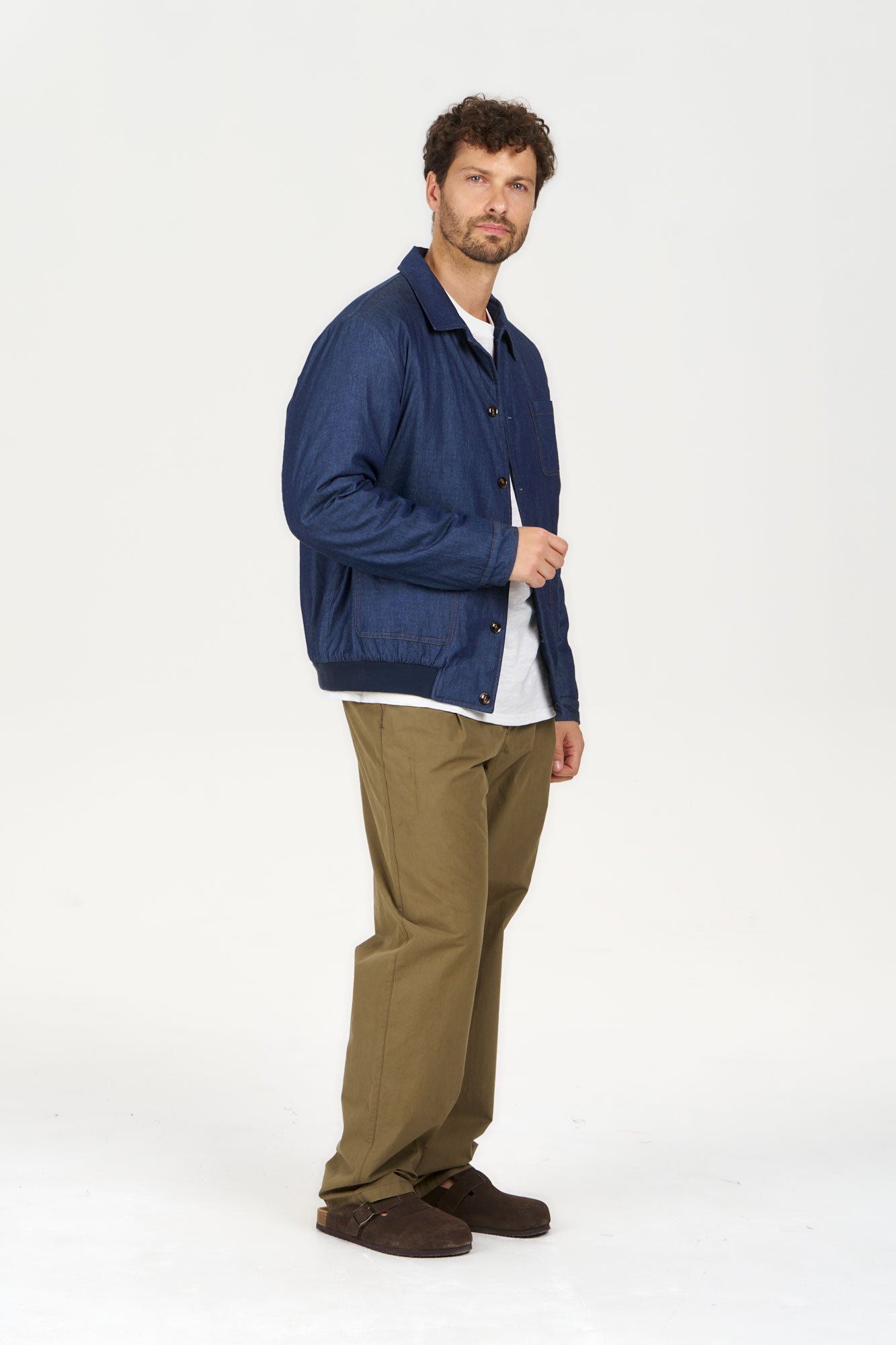 NILE Organic Cotton Chambray Jacket - Mid Wash
