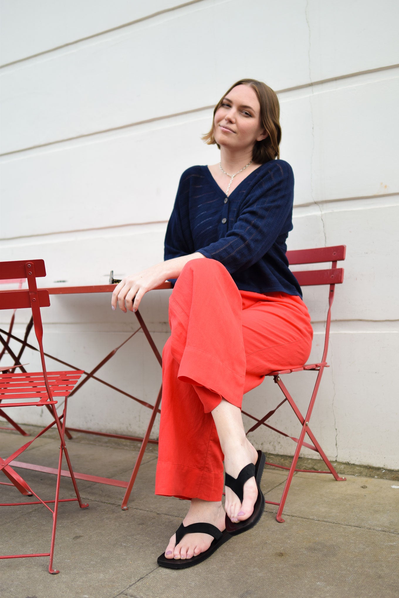 MALI Organic Ramie Cotton Batwing Jumper - Navy