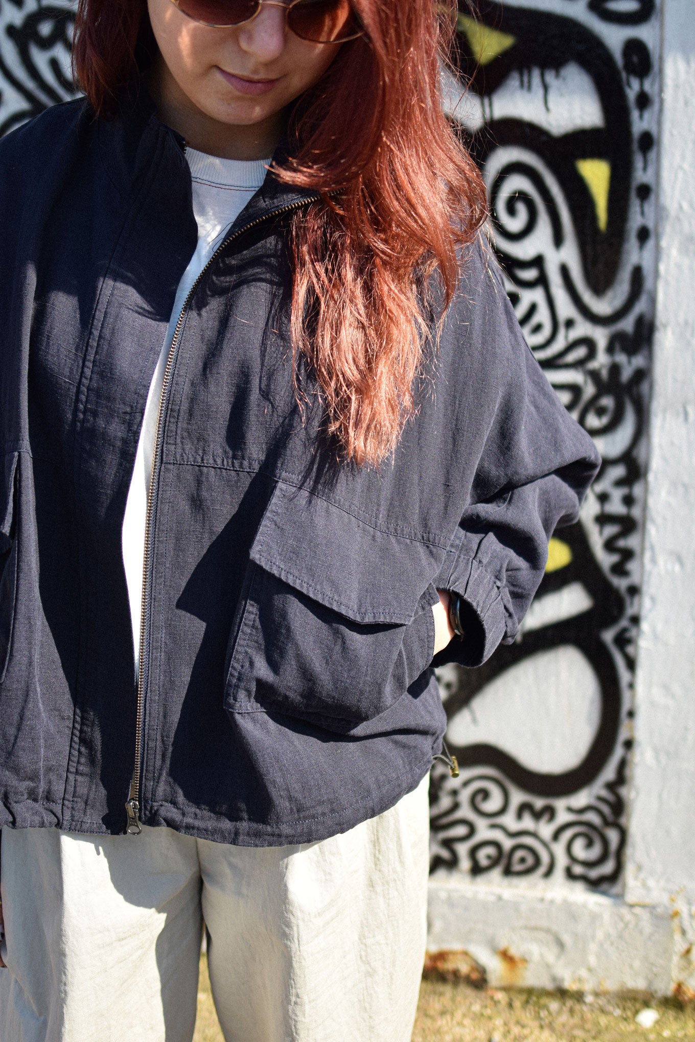 KOKO Tencel Linen Jacket - Navy