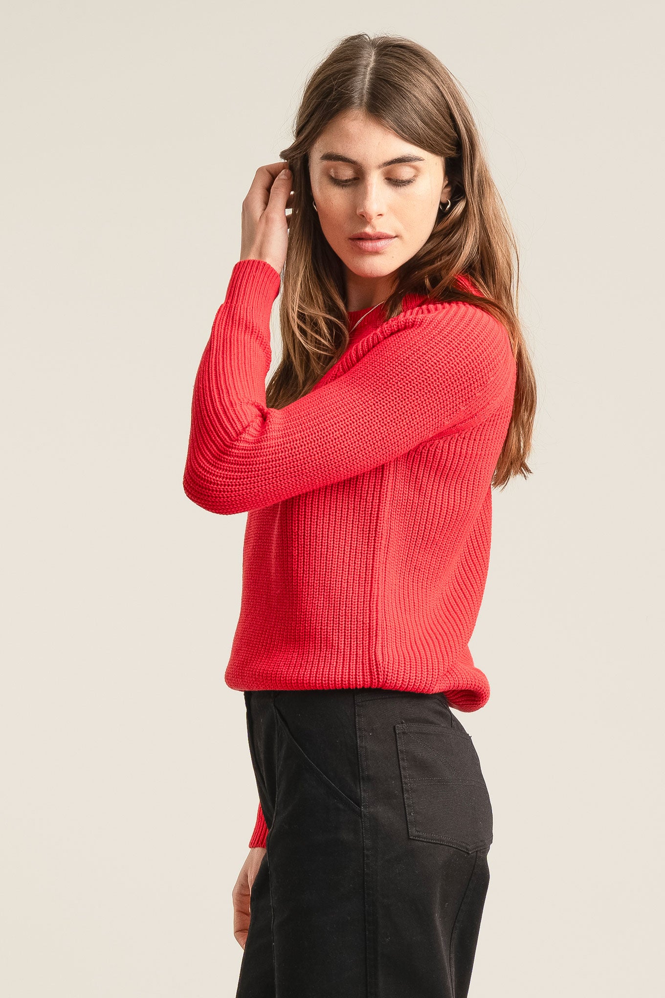 SERGIO - Womens Organic Cotton Jumper Red