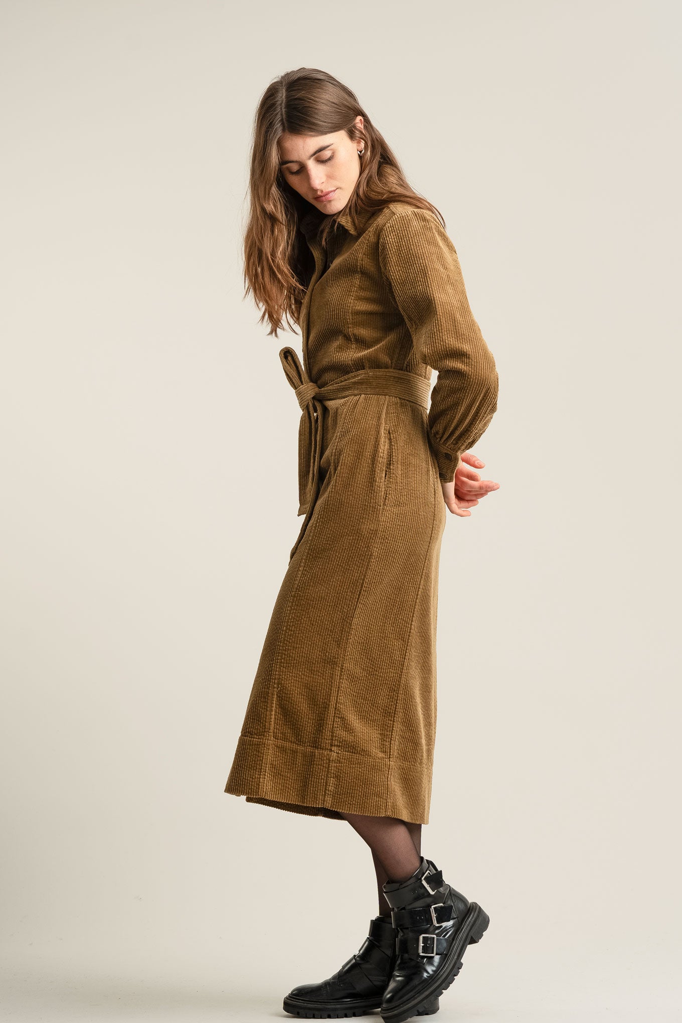 HARITTI Organic Cotton Cord Dress - Olive
