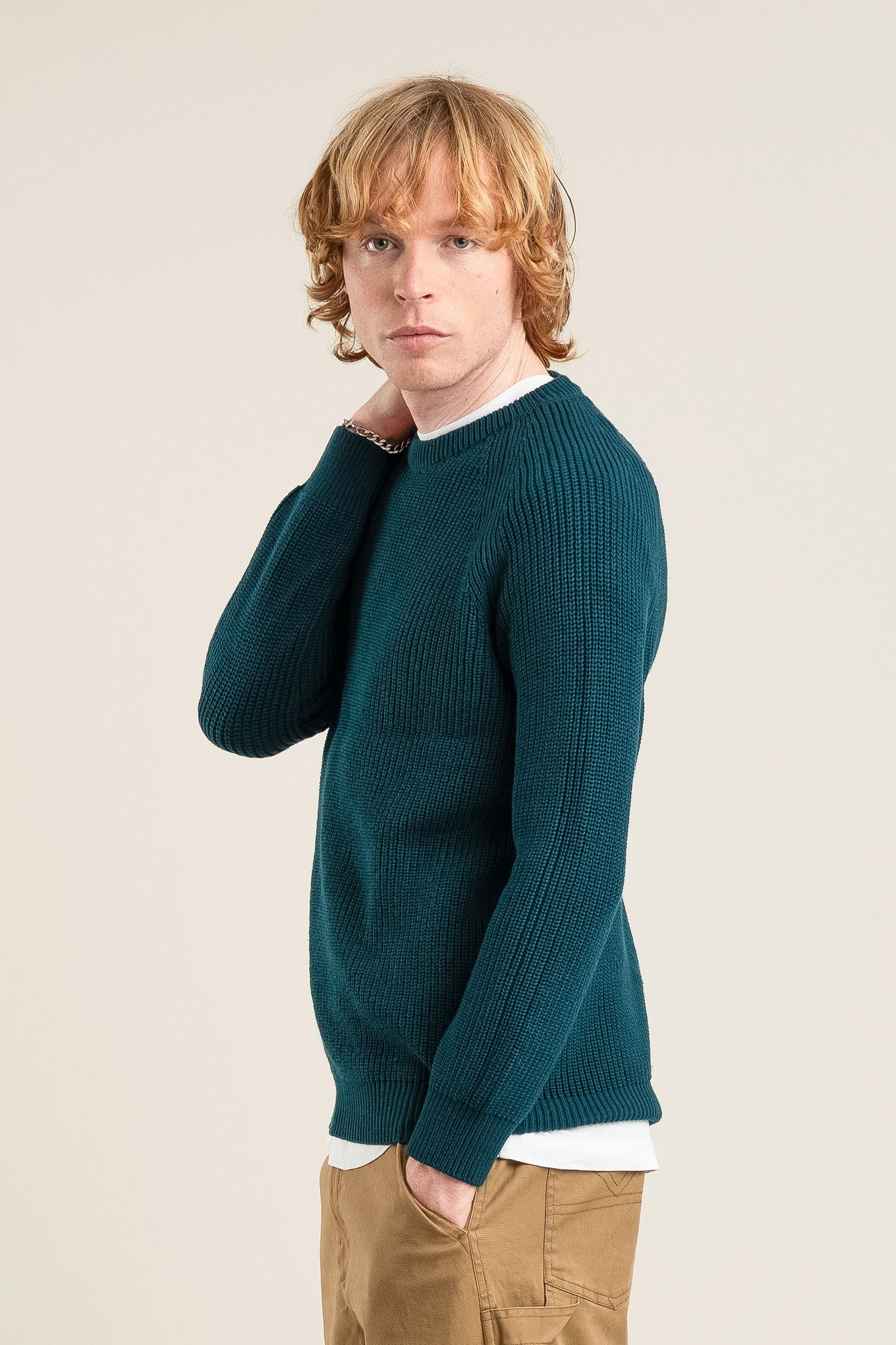 SERGIO - Mens Organic Cotton Jumper Teal