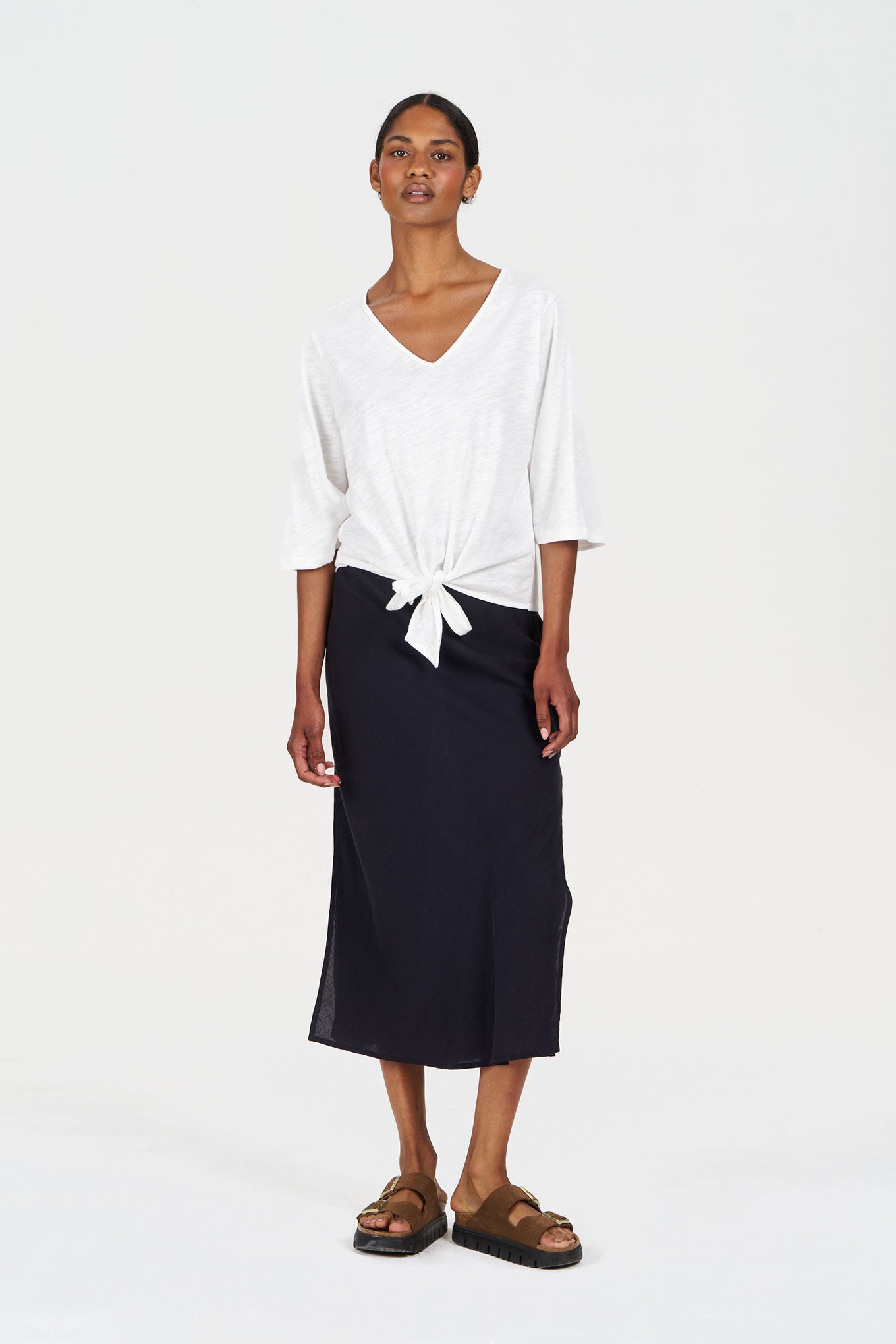 RAY Tencel Linen Skirt - Navy