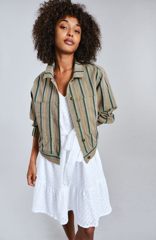 NEPTUNE - Organic Cotton Jacket Green Stripe