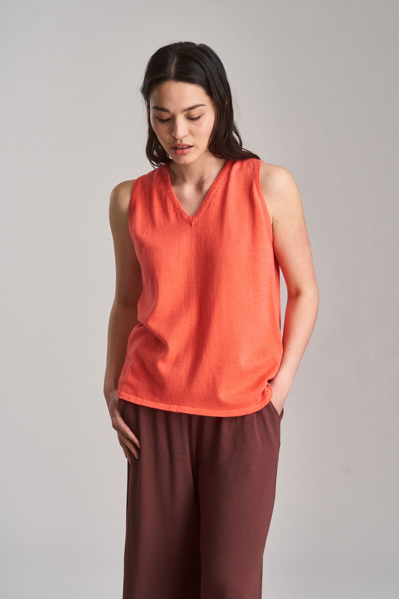MALA - Organic Linen Blend Vest - Pink