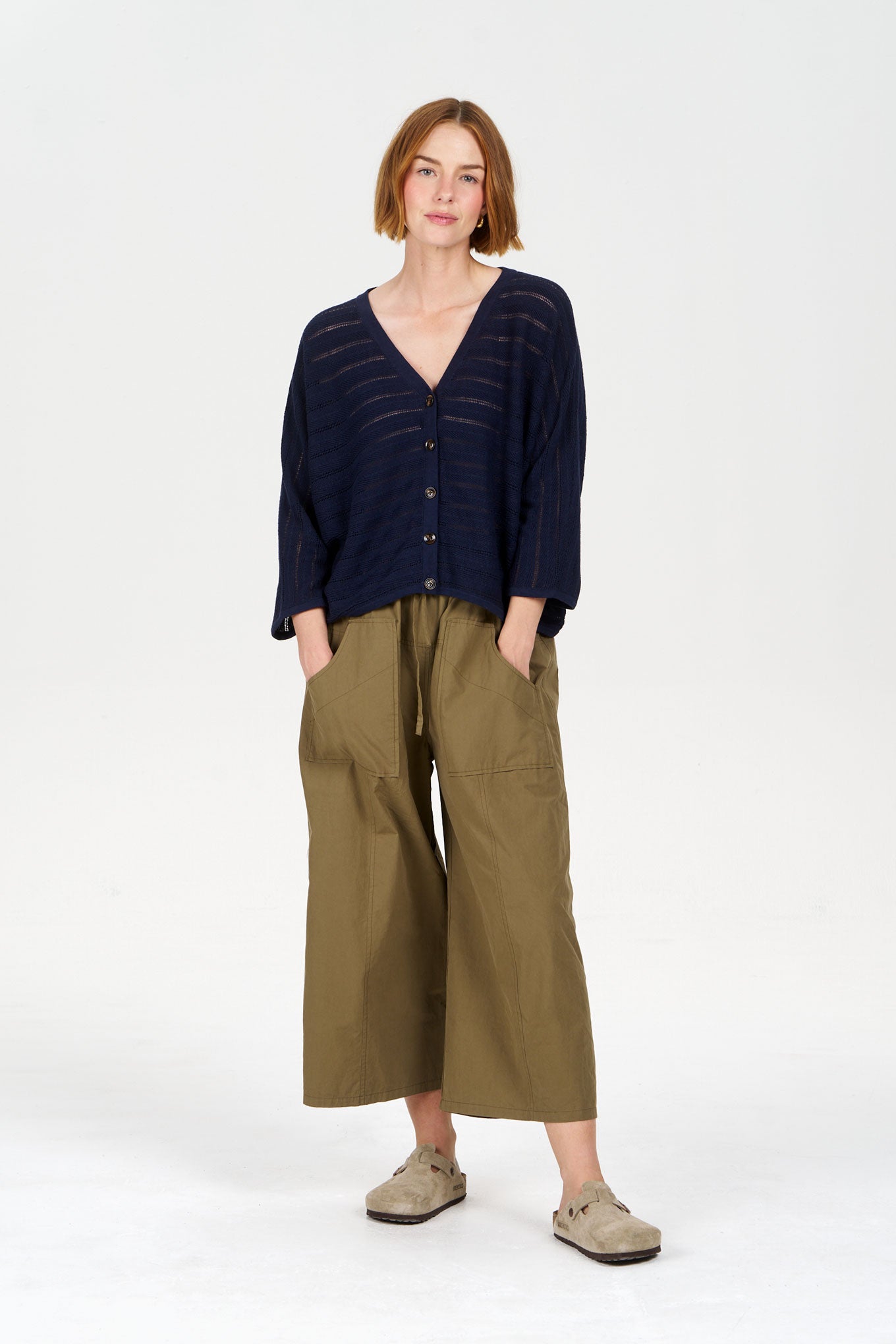 MALI Organic Linen Cotton Batwing Jumper - Navy