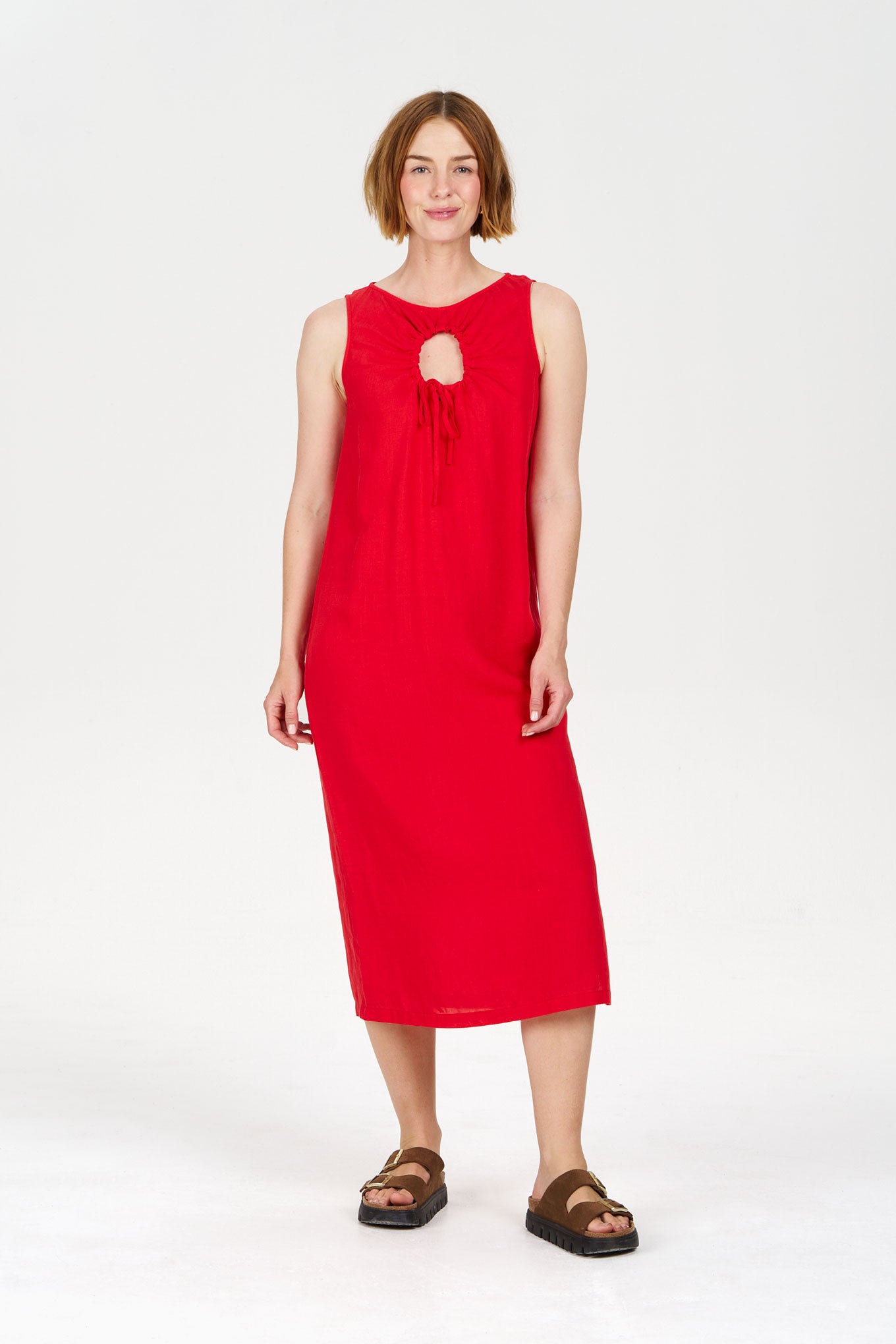SHANTI Tencel Linen Dress - Coral