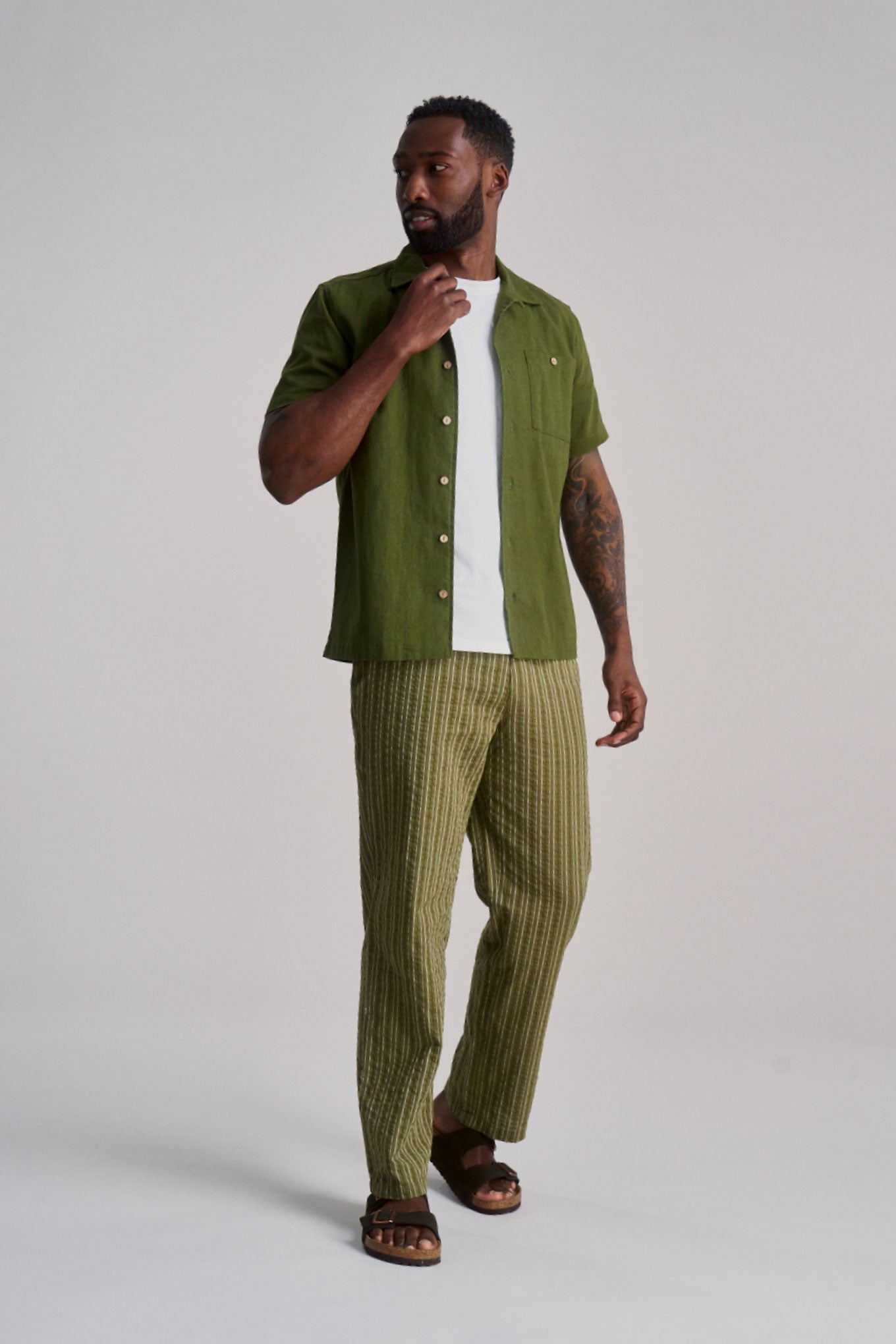 SPINDRIFT - Organic Linen Cotton Shirt - Khaki