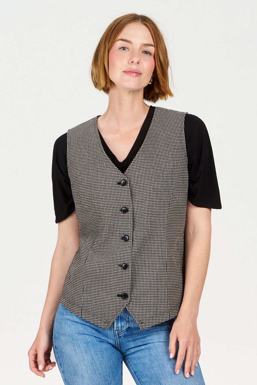 TESSA Organic Cotton Vest - check