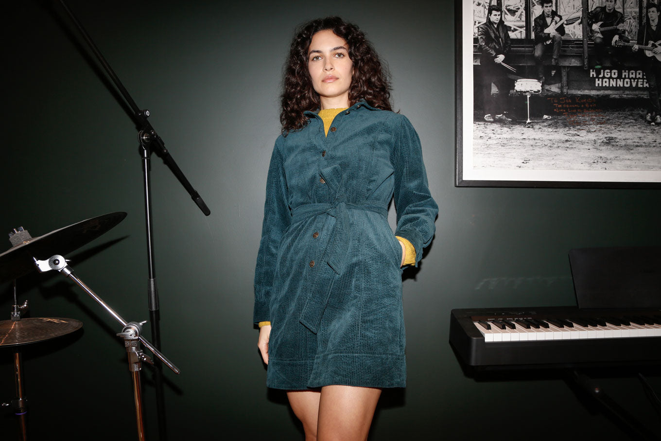 RUBY Organic Cotton Corduroy Dress - Marine Green