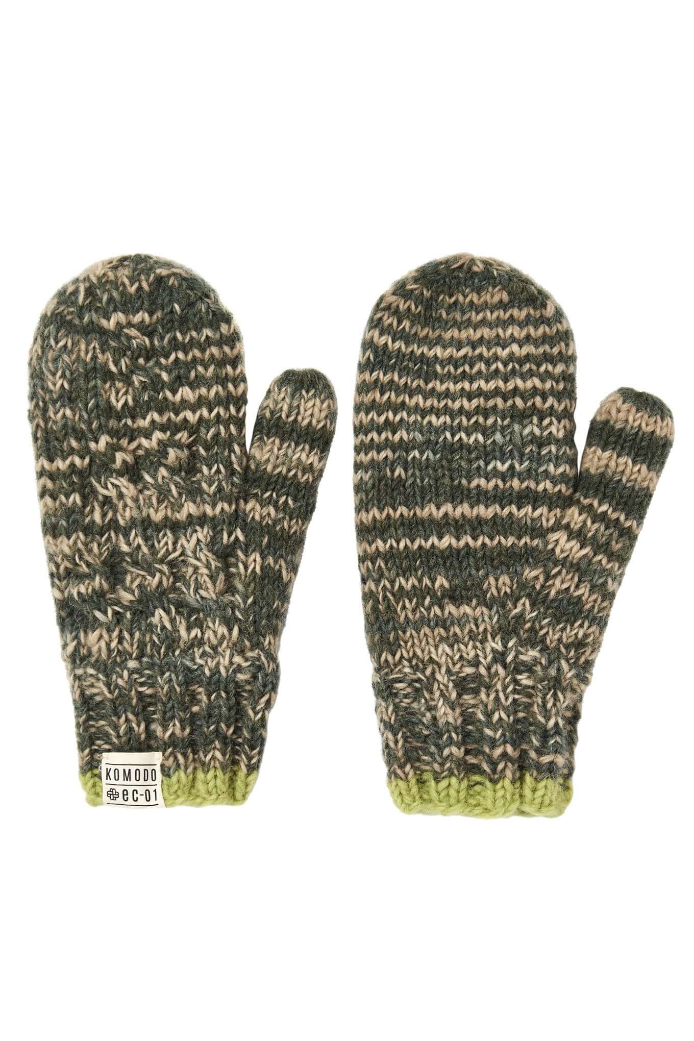 HAYA - Fleece Lined Lambswool Mittens Space Green
