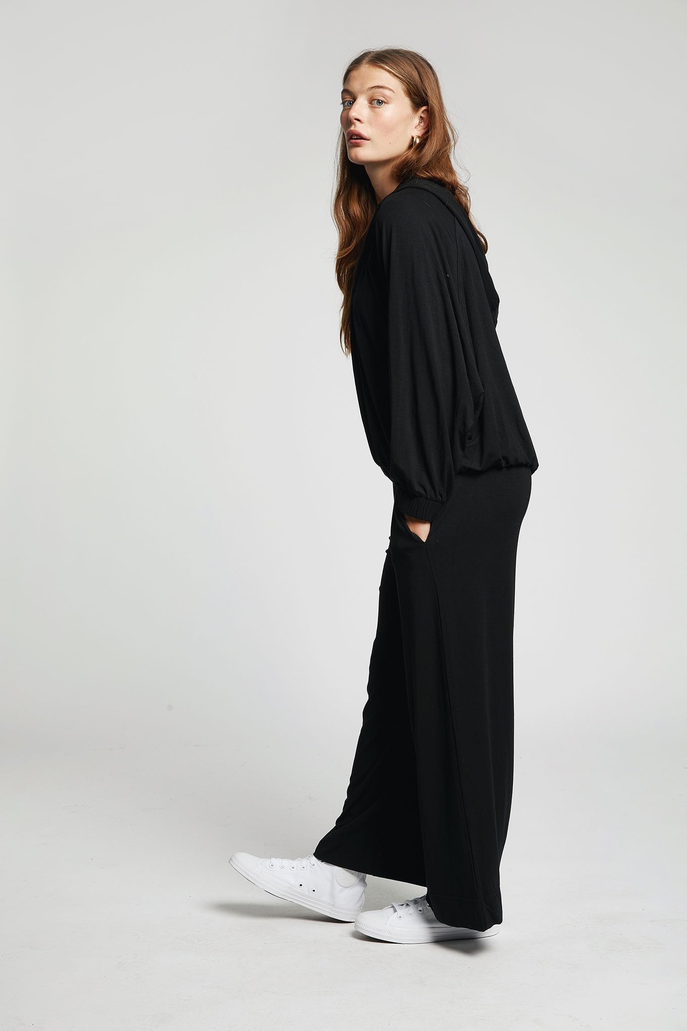 KAMI Bamboo Zip Through Black