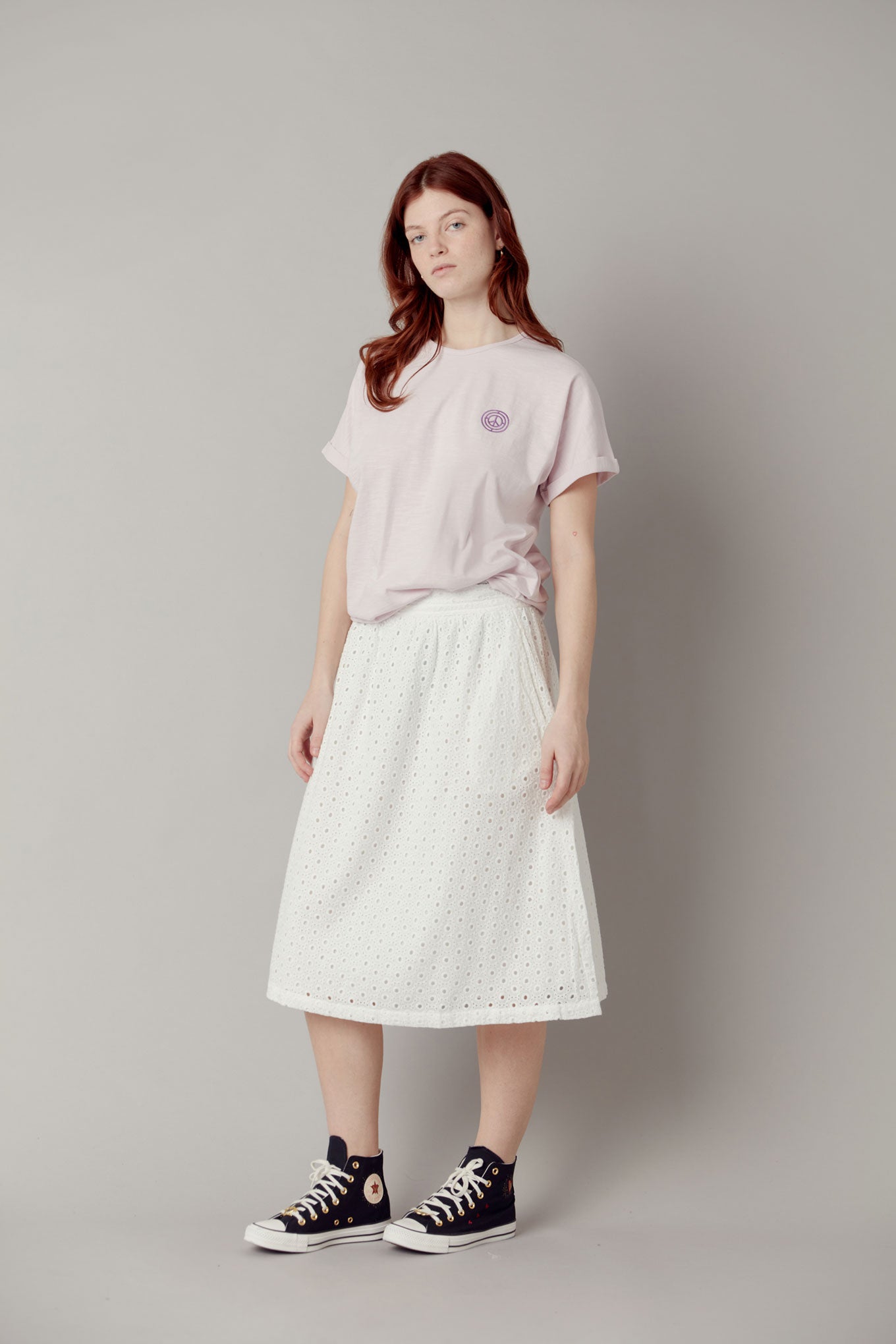 NAMI Organic Cotton Midi Skirt - White
