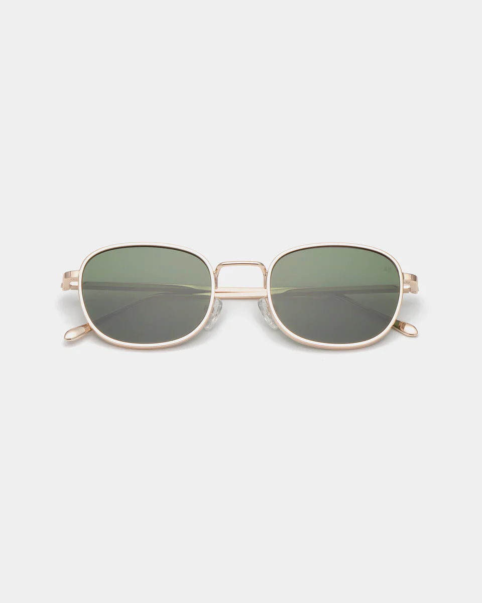 HELLO - Gold Sunglasses by A.Kjaerbede featuring square lenses and sleek metal frame