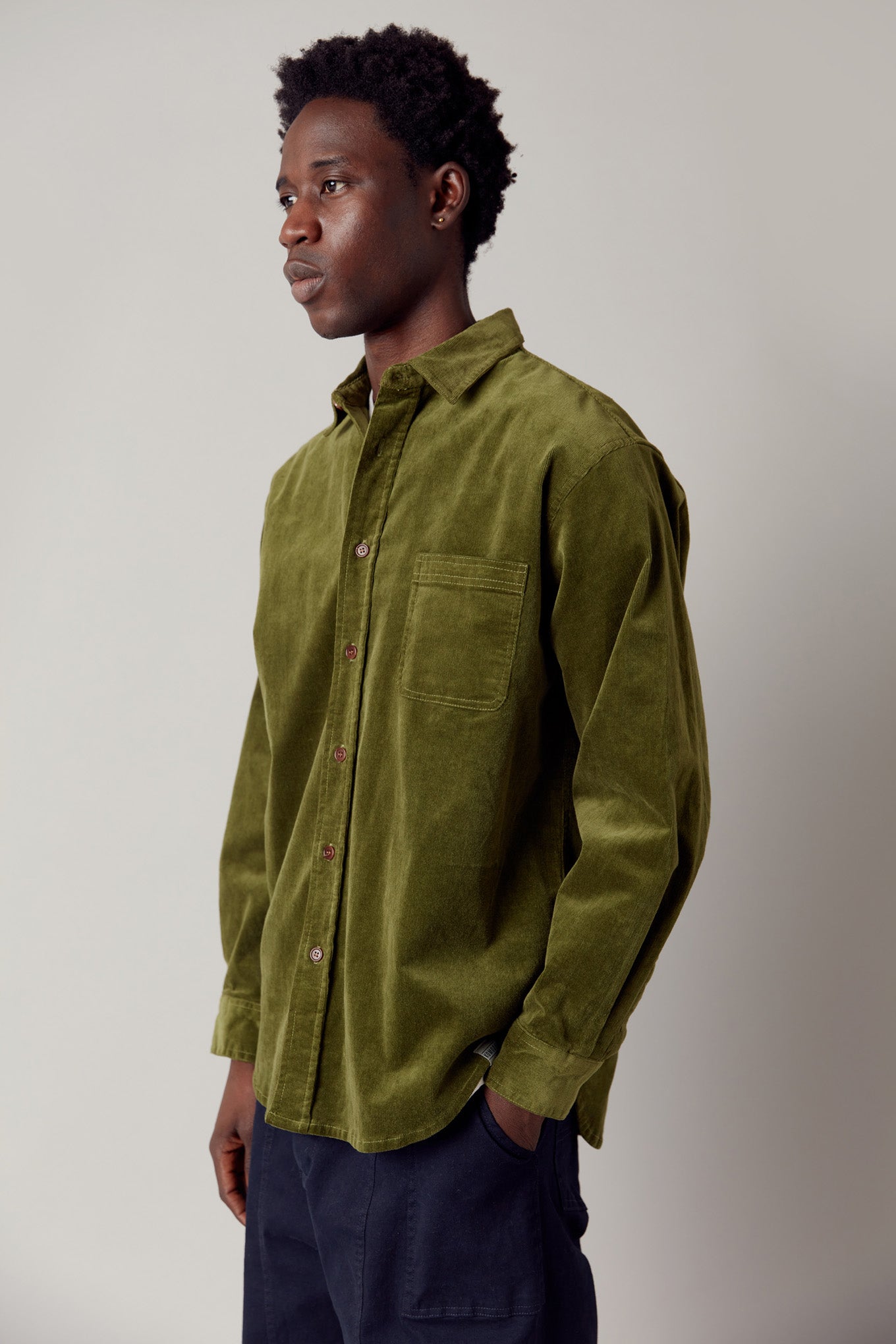 ABEL - Organic Cotton Cord Shirt Pine Green
