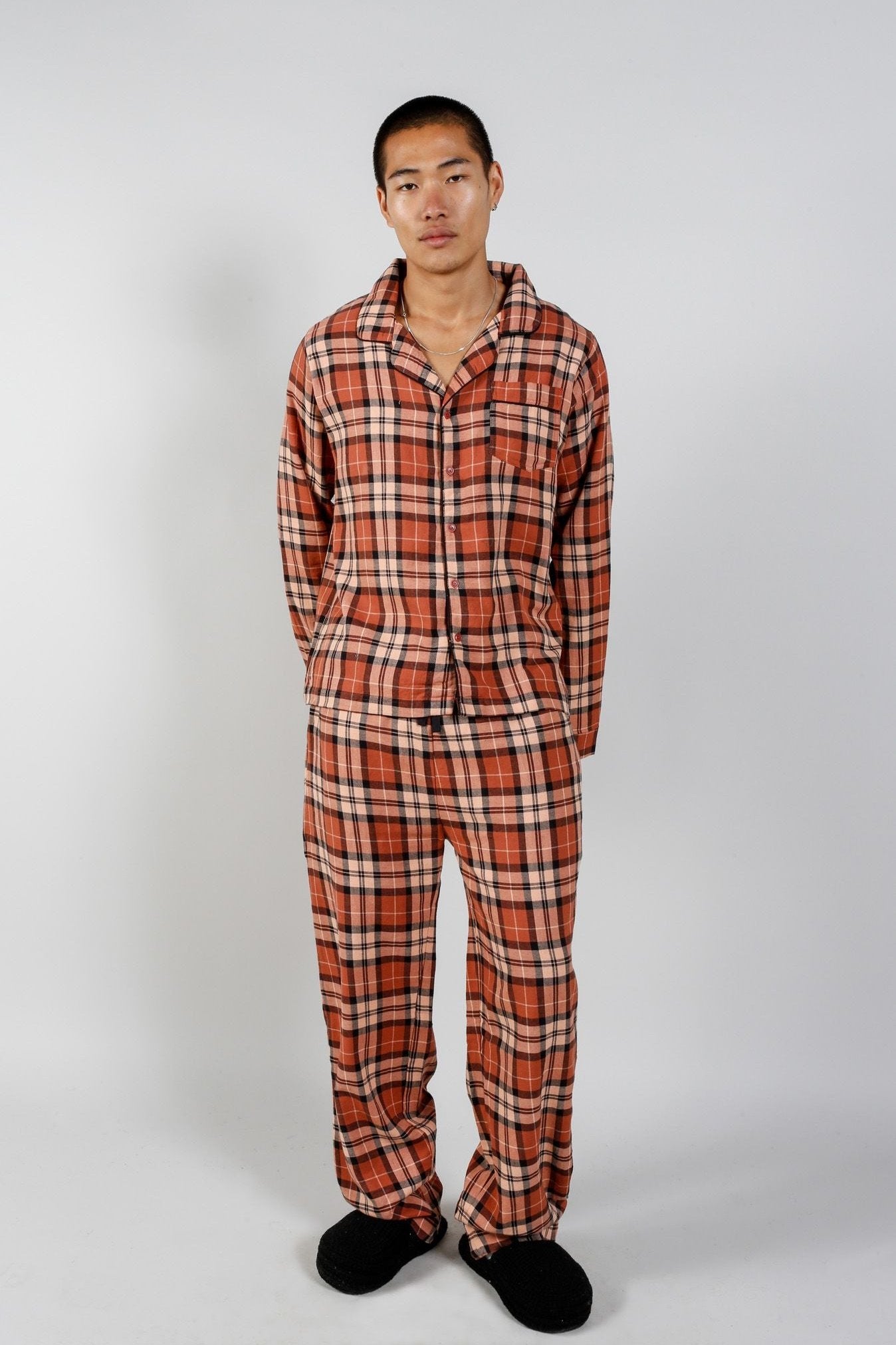 JIM JAM Mens GOTS Organic Cotton Pyjama Set Clay