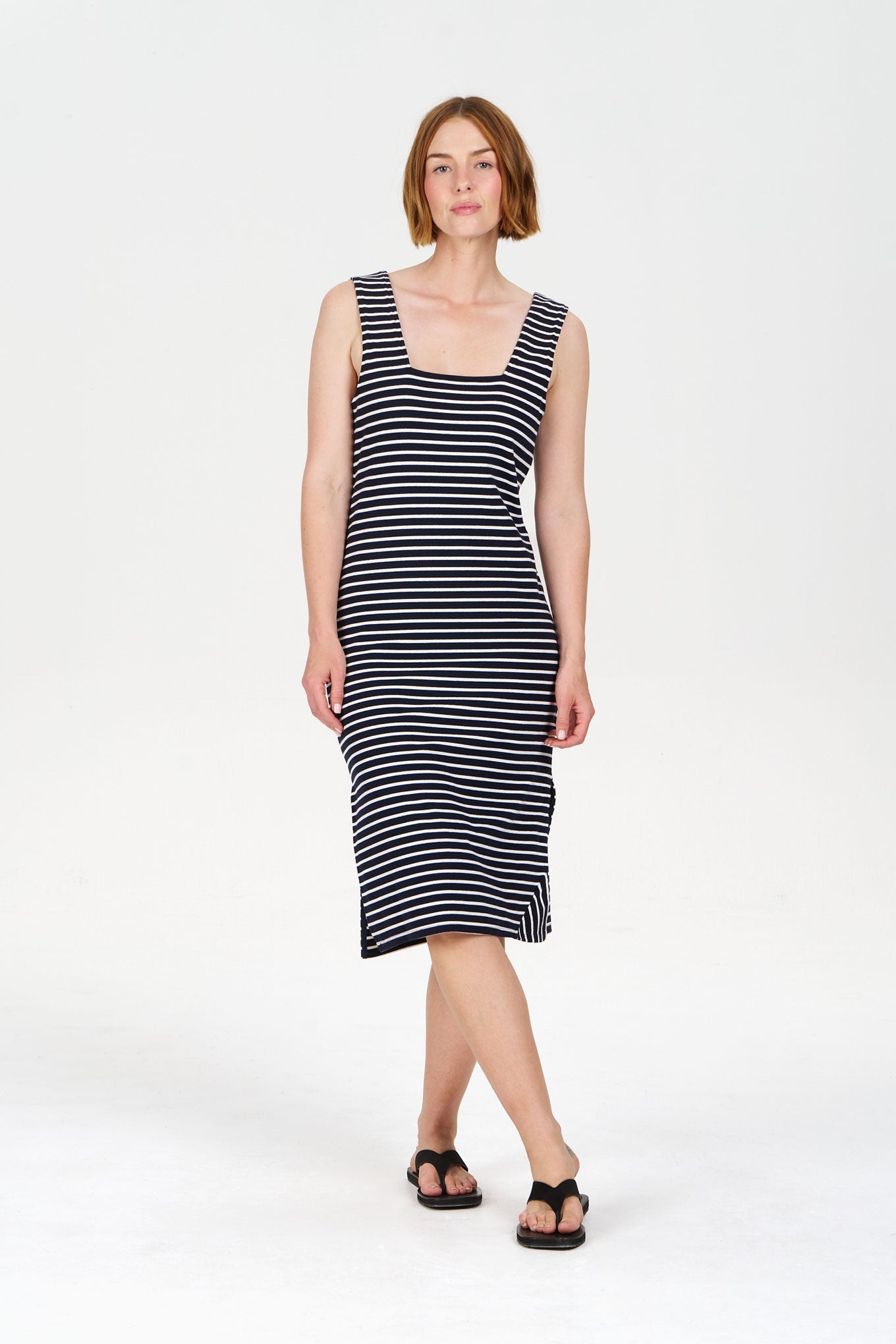BESSETTE Organic Cotton Dress - Navy Stripe