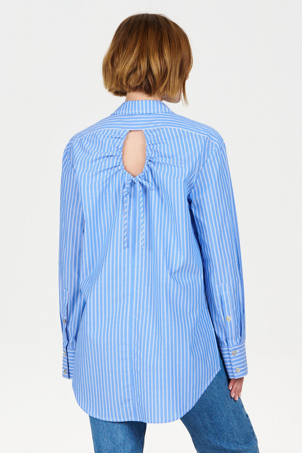 BUSBY Organic Cotton Shirt - Blue Stripe